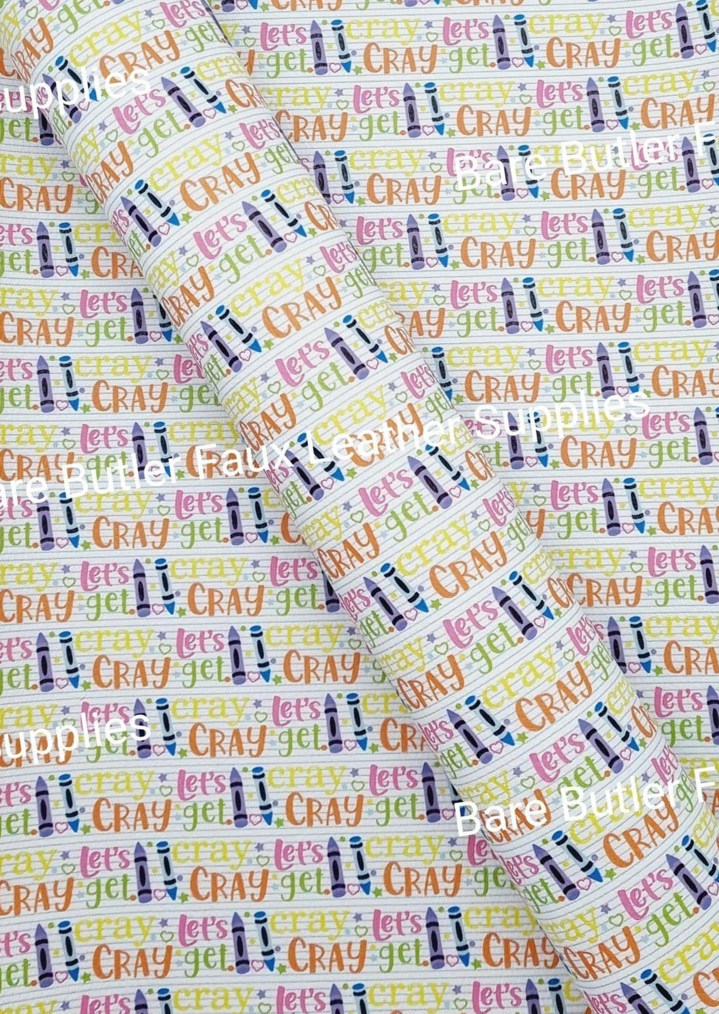 Let's Get Cray Cray Litchi - Back to school, crayons, Faux, Faux Leather, Leather, leatherette, Litchi, Yellow - Bare Butler Faux Leather Supplies