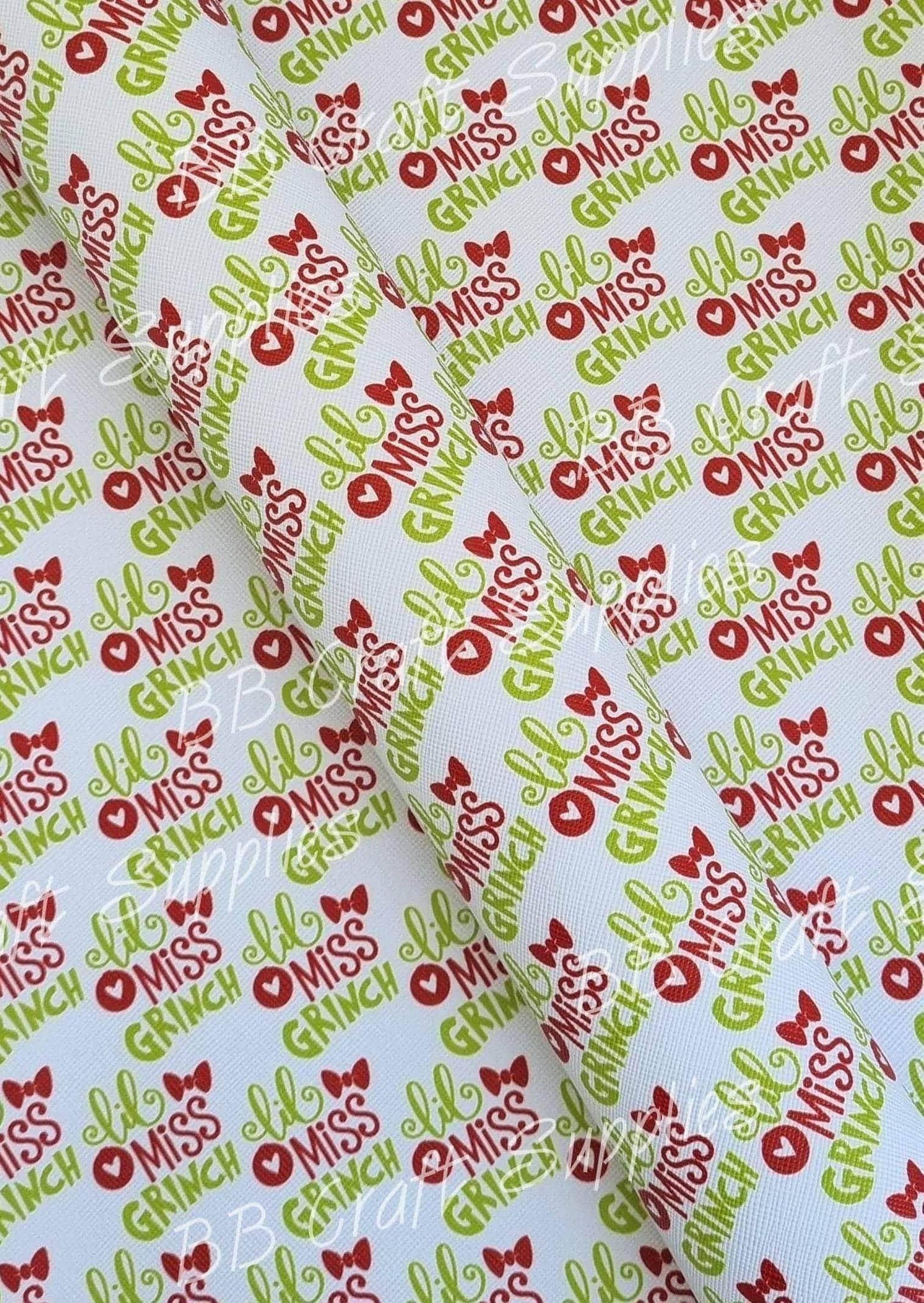 Little Miss Grinch - christmas, Faux, Faux Leather, grinch, Leather, leatherette - Bare Butler Faux Leather Supplies