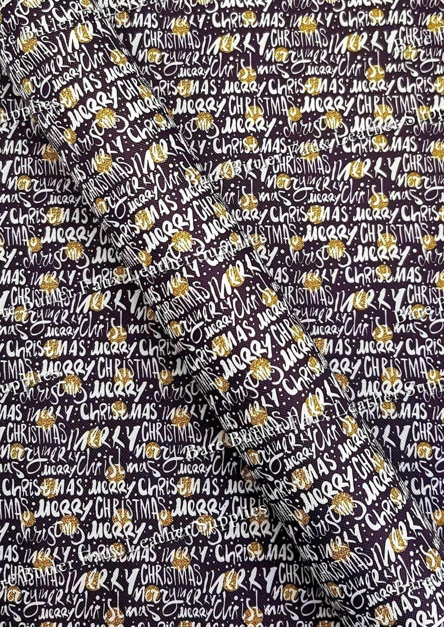 Merry Christmas Black & White Faux Leather - christmas, Faux, Faux Leather, greeting, Leather, leatherette, Merry - Bare Butler Faux Leather Supplies