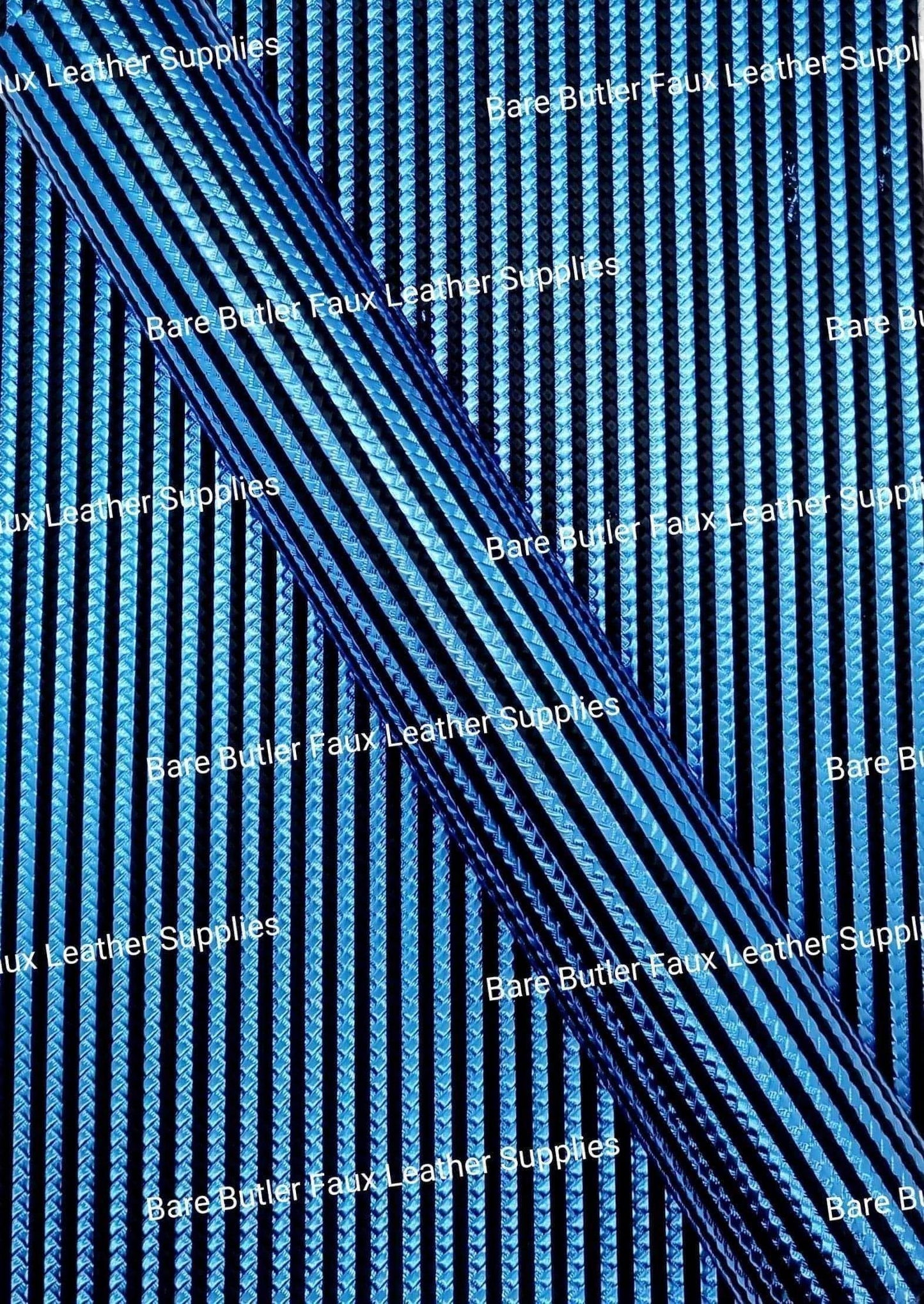 Metallic Embossed Weave Blue and Black - Faux, Faux Leather, Floral, Glitter - Bare Butler Faux Leather Supplies