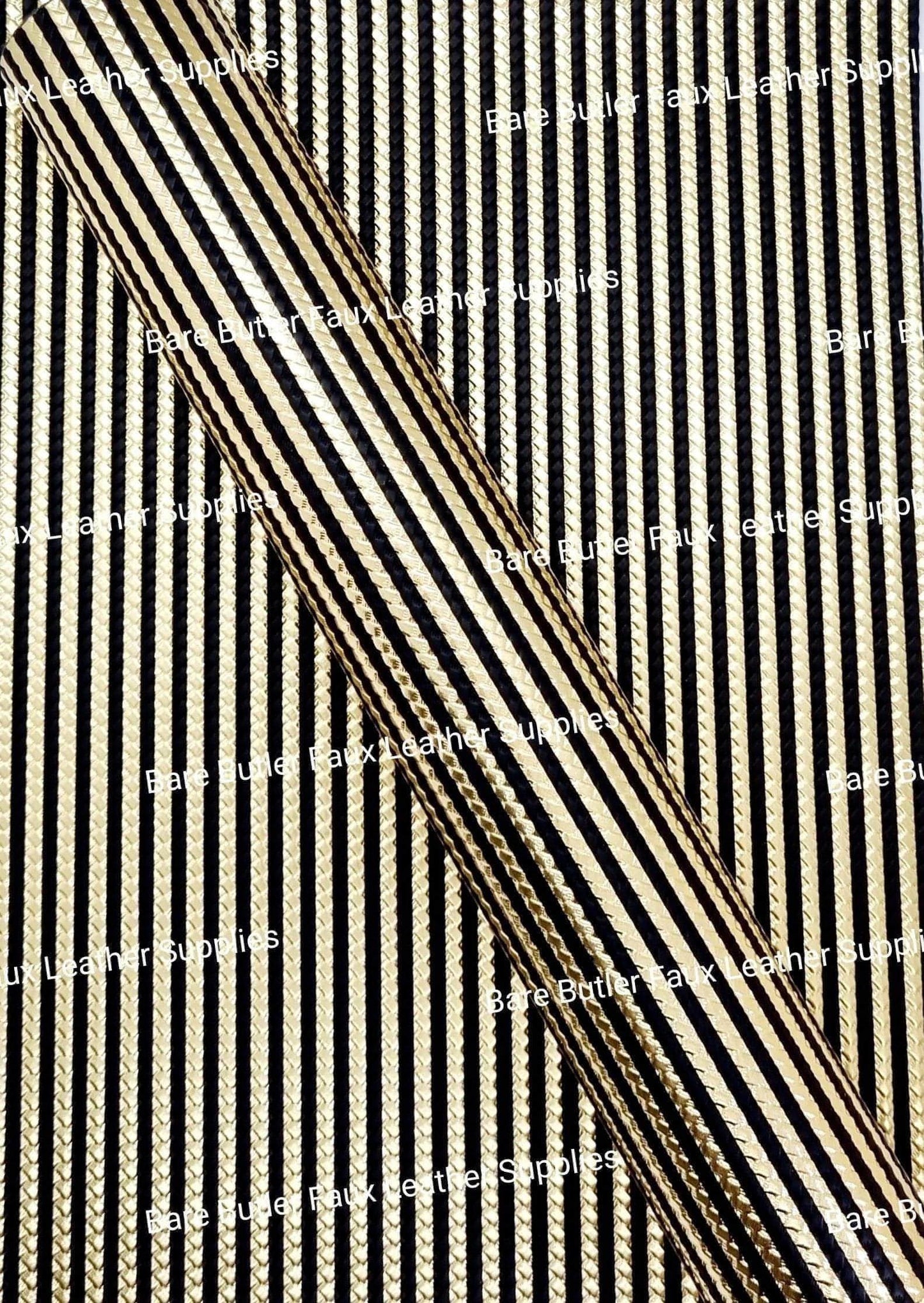 Metallic Embossed Weave Gold and Black - Faux, Faux Leather, Floral, Glitter - Bare Butler Faux Leather Supplies