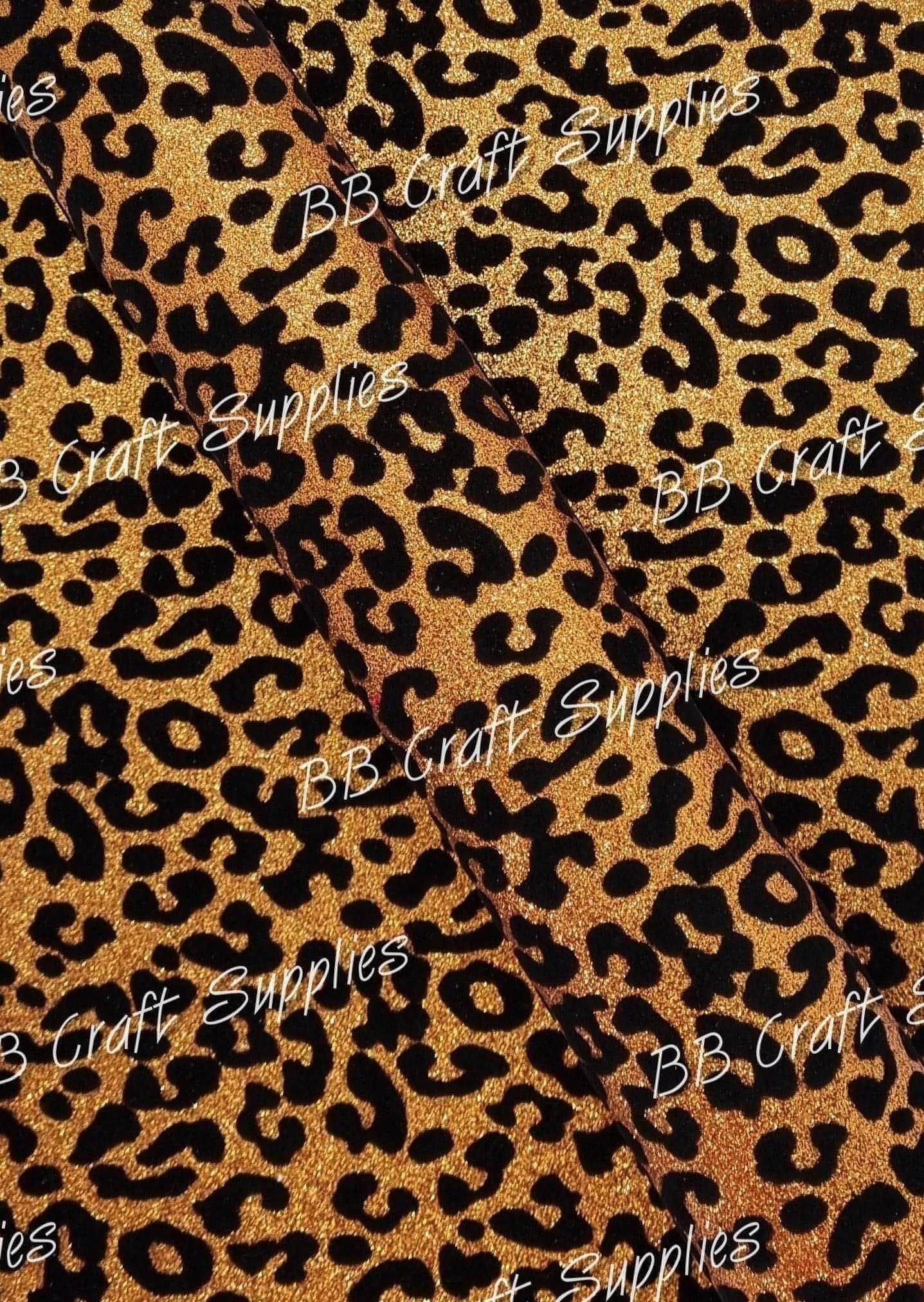 Metallic Leopard Orange - Faux, Faux Leather, leather, leatherette, Leopard, metallic, orange - Bare Butler Faux Leather Supplies