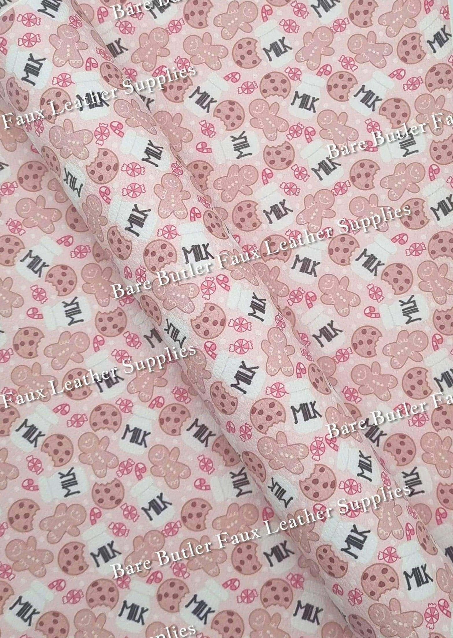 Milk & Cookies (New) Litchi - christmas, Faux, Faux Leather, Leather, leatherette, milk - Bare Butler Faux Leather Supplies