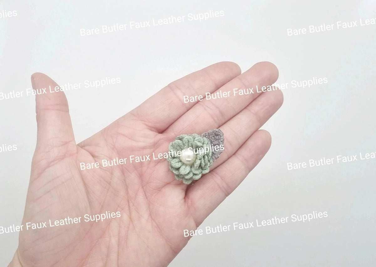 Mini Crochet Flowers Green - - Bare Butler Faux Leather Supplies