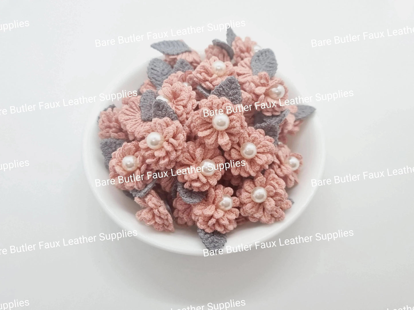 Mini Crochet Flowers Pink - - Bare Butler Faux Leather Supplies