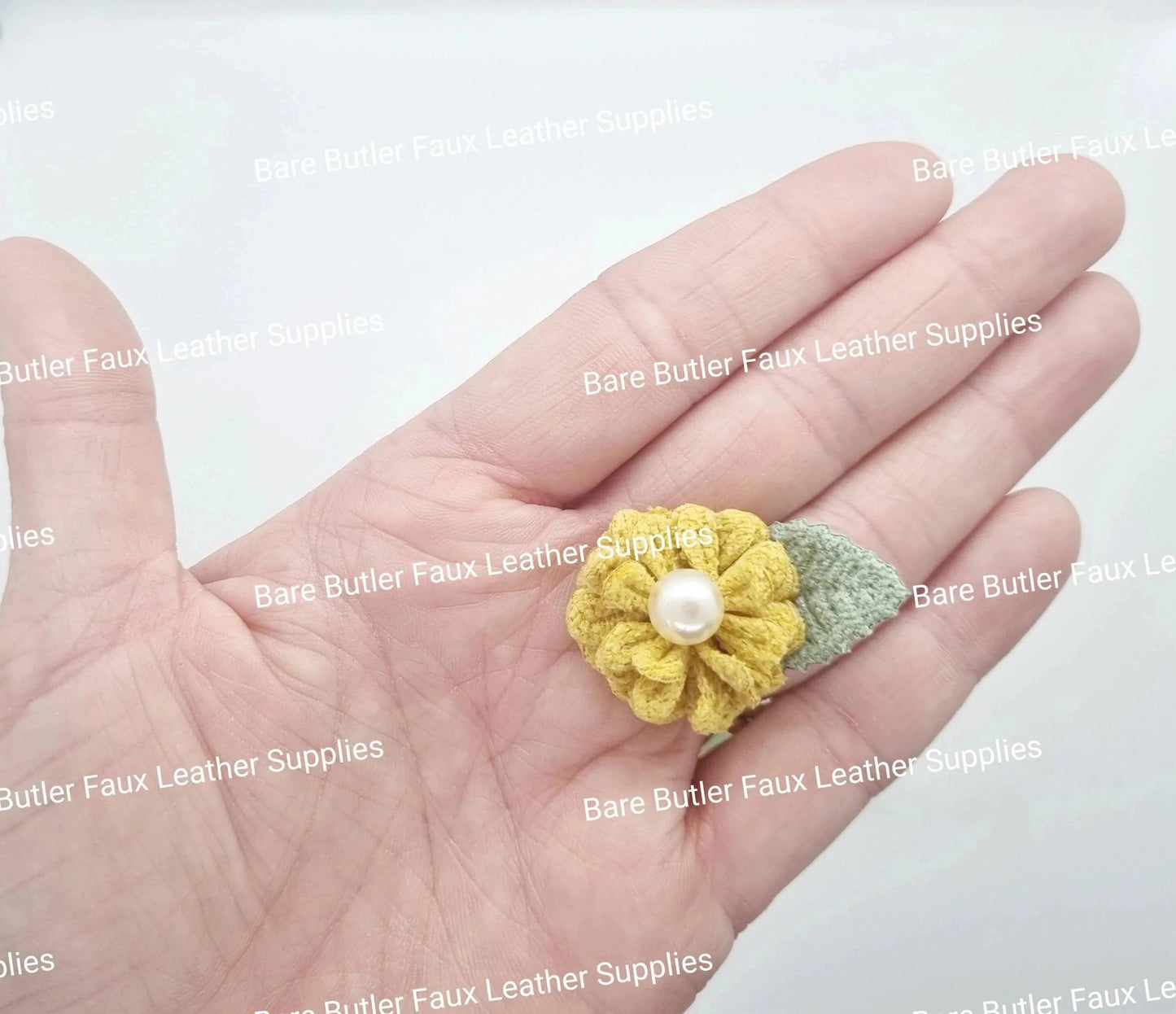 Mini Crochet Flowers Yellow - - Bare Butler Faux Leather Supplies