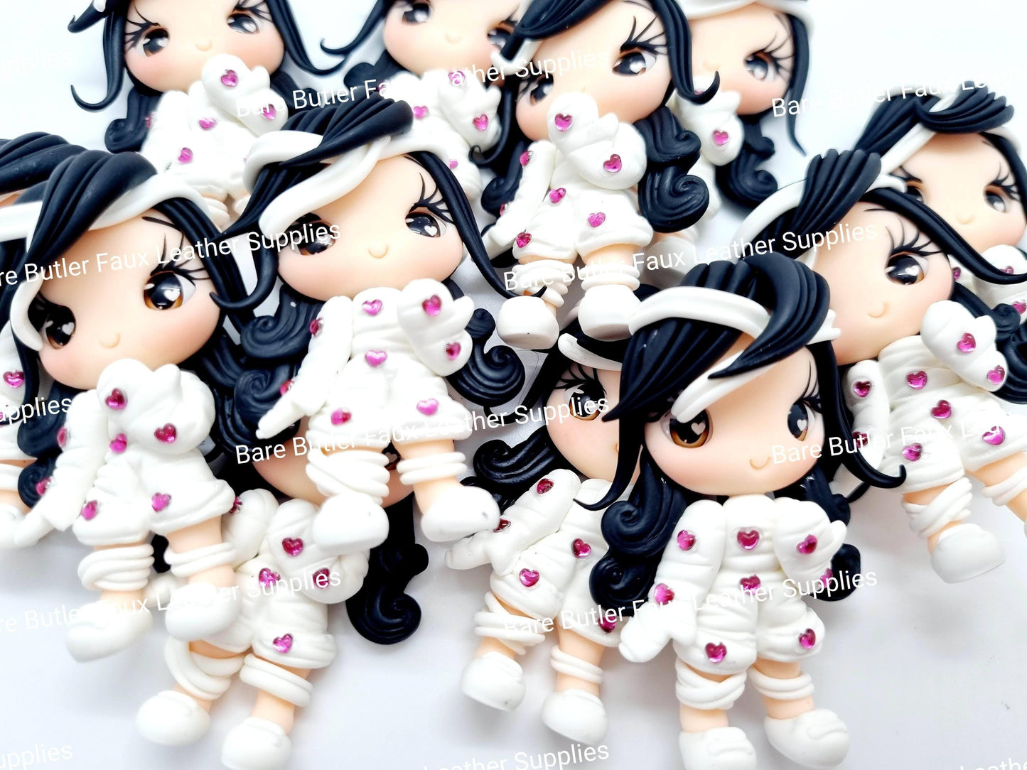 Mummy with Pink Hearts - Clay, Clays, girl - Bare Butler Faux Leather Supplies