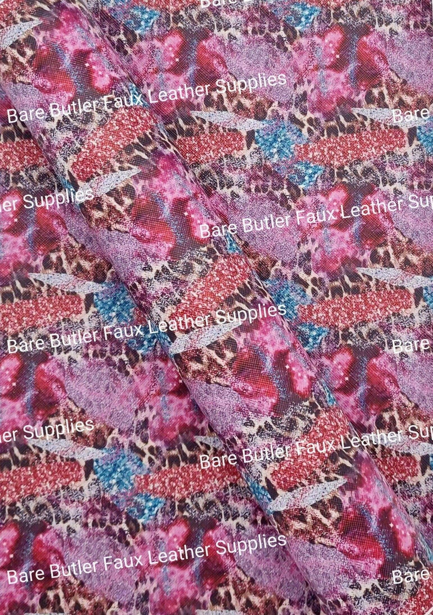 One Wild Night Faux Leather - Faux, Faux Leather, Leather, leatherette, Leopard, Litchi, night, purple, Wild - Bare Butler Faux Leather Supplies