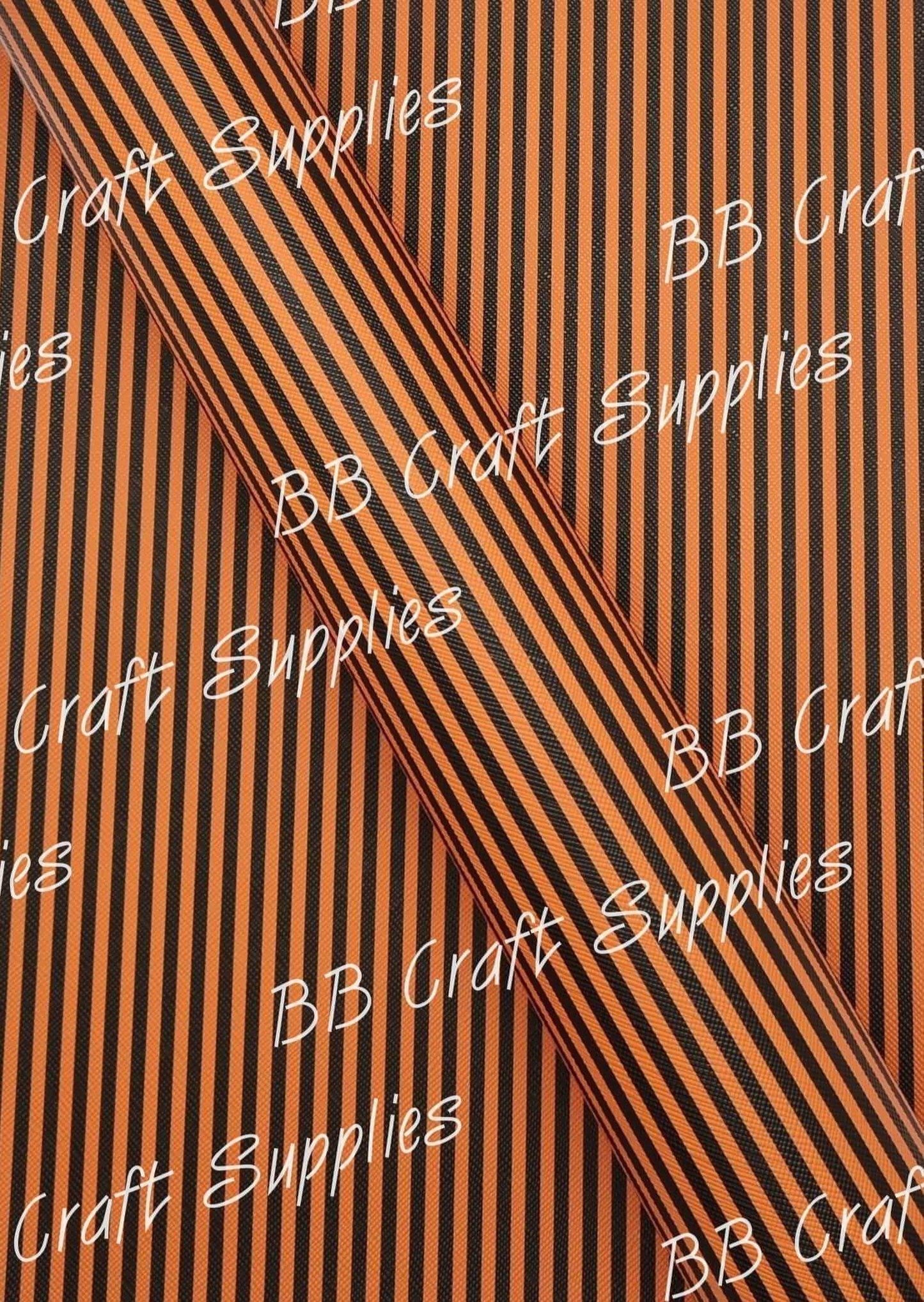 Orange Stripe Faux Leather - Faux, Faux Leather, Leather, leatherette, Orange, Stripe - Bare Butler Faux Leather Supplies
