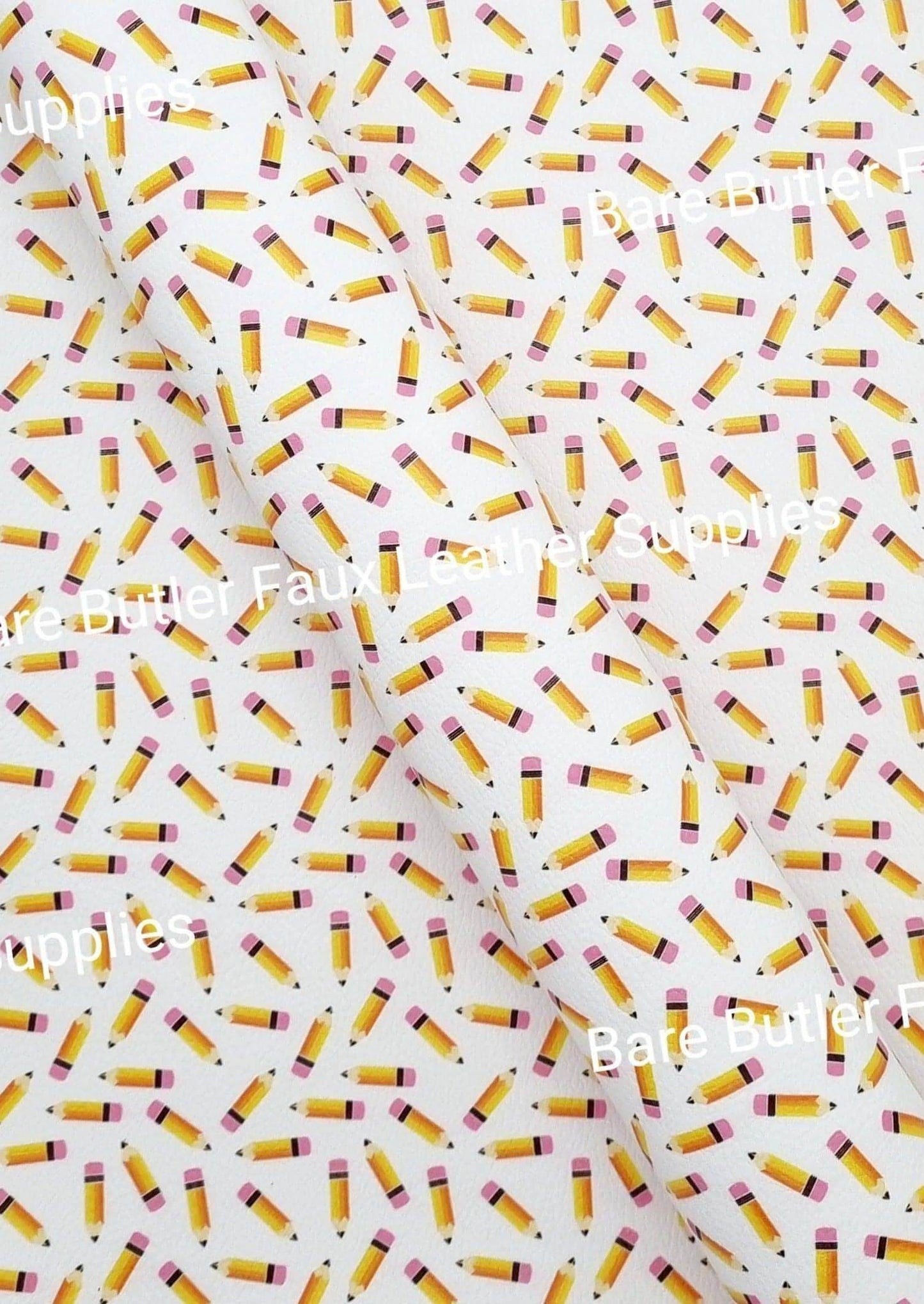 Pencils Litchi - Back to school, Faux, Faux Leather, Leather, leatherette, Litchi, Yellow - Bare Butler Faux Leather Supplies