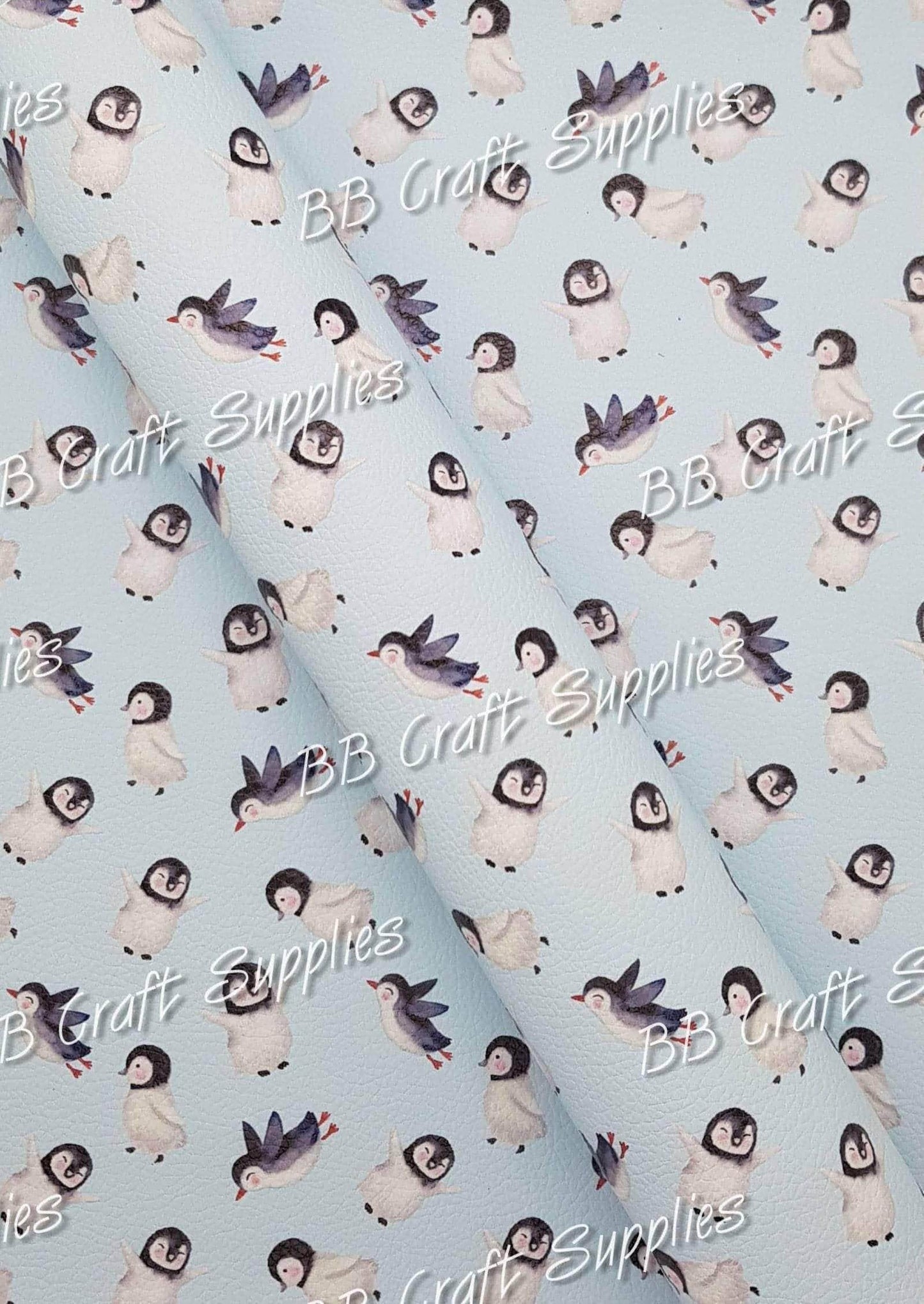 Penguins Litchi - Animal, Faux, Faux Leather, Leather, leatherette, penguin - Bare Butler Faux Leather Supplies