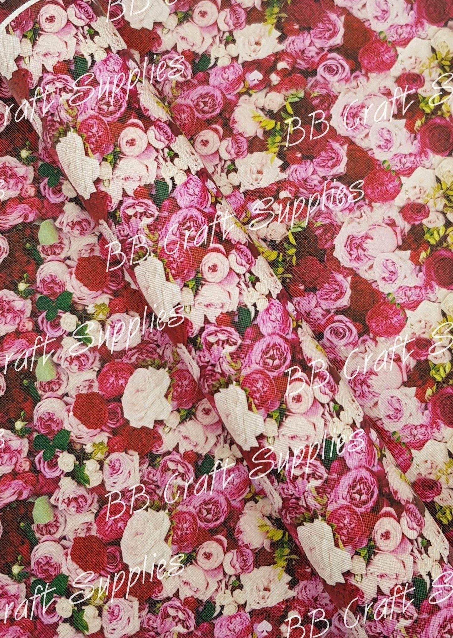 Peonies Faux Leather - Faux, Faux Leather, floral, Leather, leatherette, Peonie - Bare Butler Faux Leather Supplies