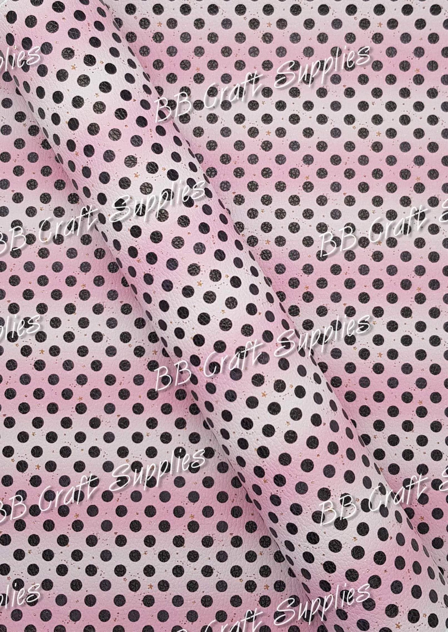 Pink & Black Dots Litchi - Dots, Faux, Faux Leather, Leather, leatherette, pink, white - Bare Butler Faux Leather Supplies
