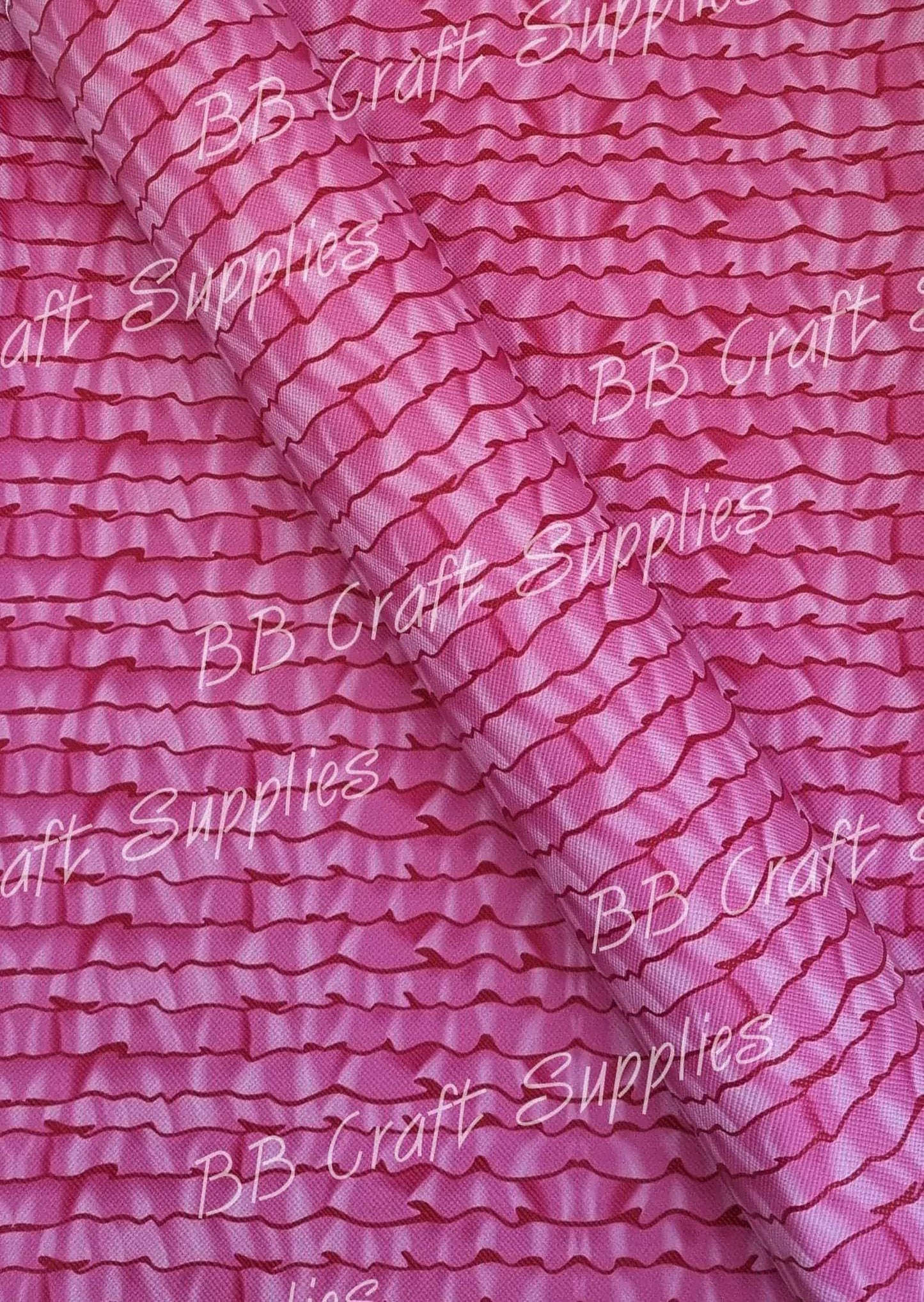 Pink Ruffles Faux Leather - Faux, Faux Leather, Leather, leatherette, Pink, Ruffles - Bare Butler Faux Leather Supplies