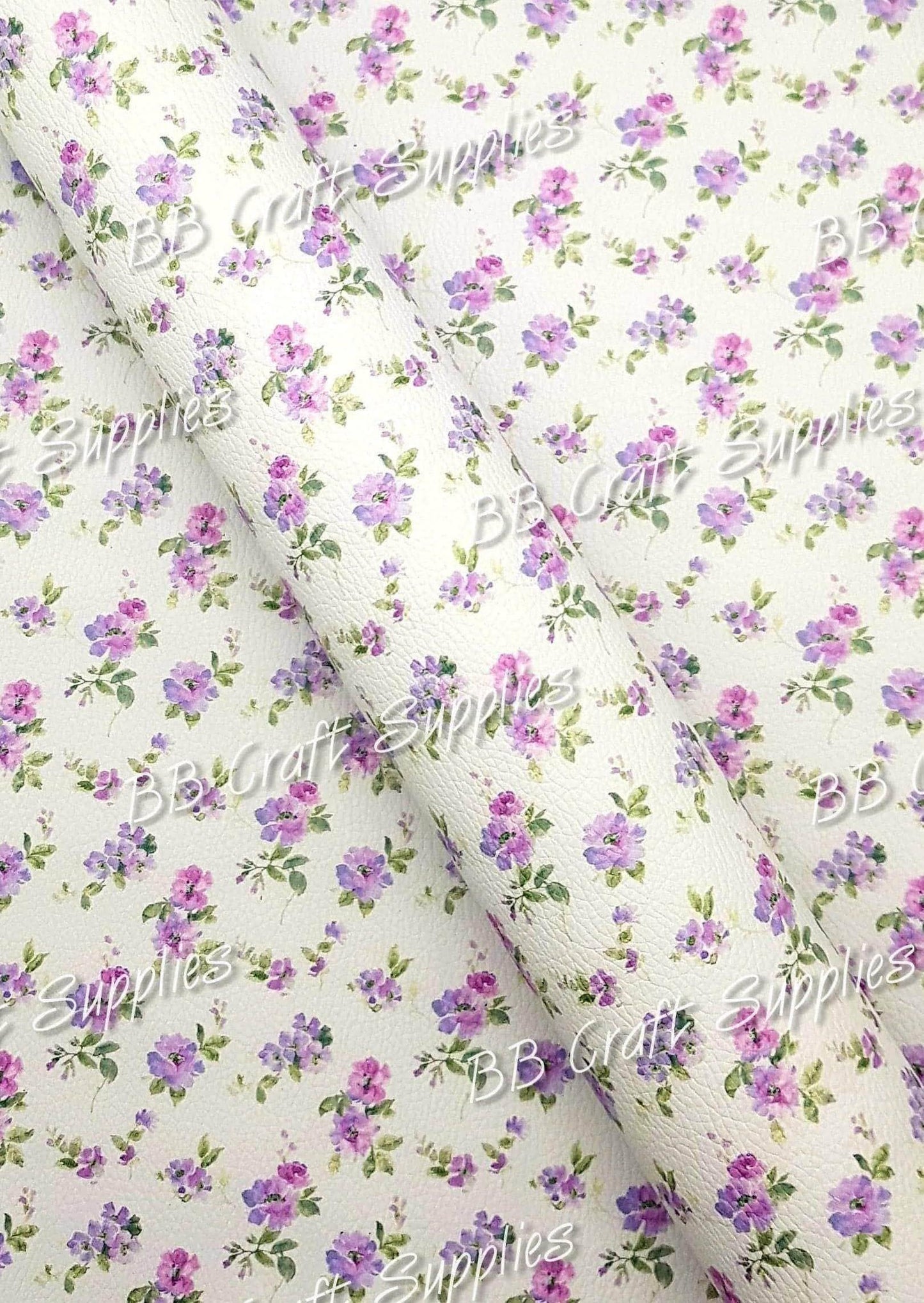 Purple Florals Litchi - Faux, Faux Leather, Flora, floral, Florals, flower, Flowers, Leather, leatherette, Litchi, purple - Bare Butler Faux Leather Supplies