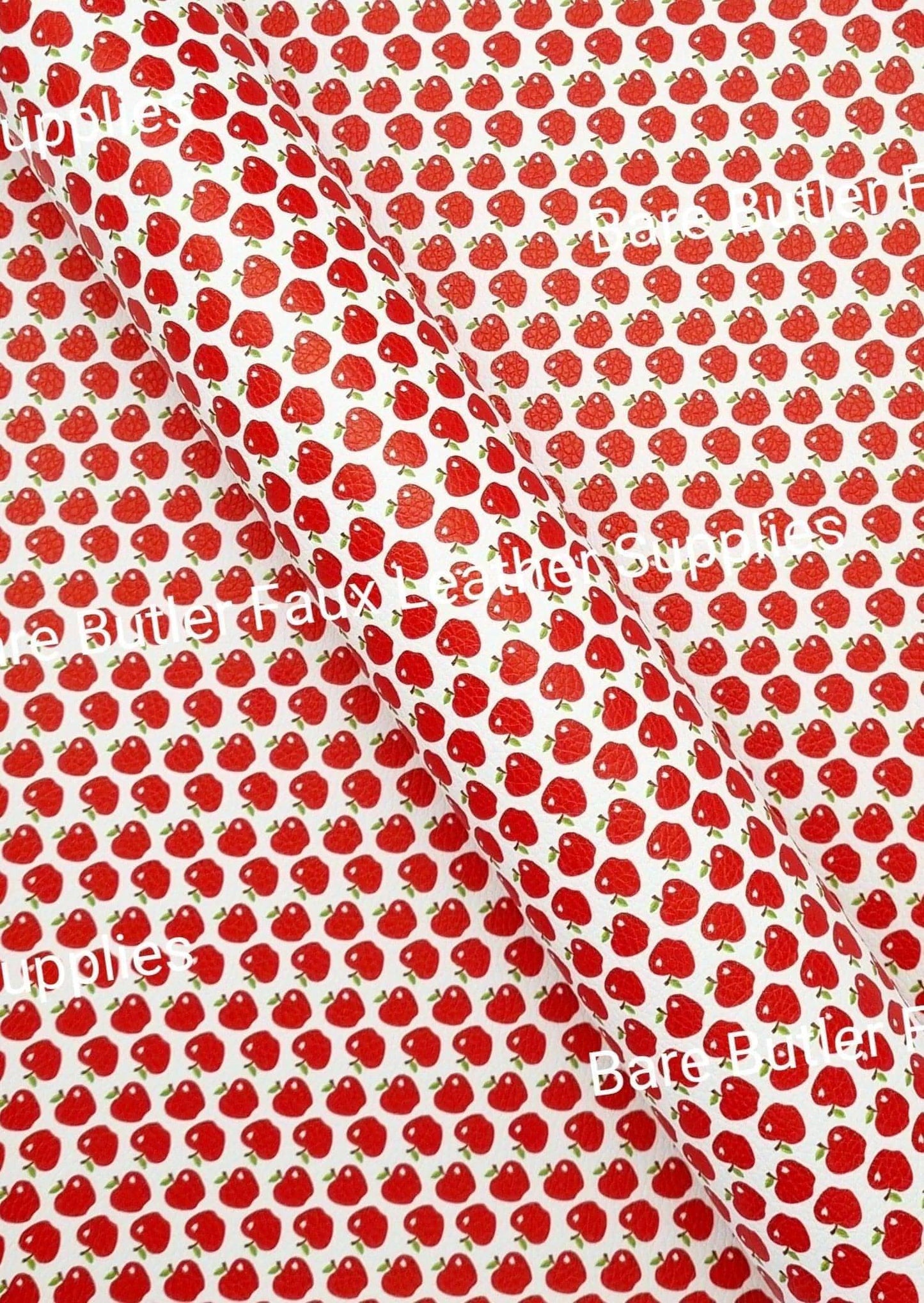 Red Apples Litchi - Back to school, Faux, Faux Leather, Leather, leatherette, Litchi - Bare Butler Faux Leather Supplies