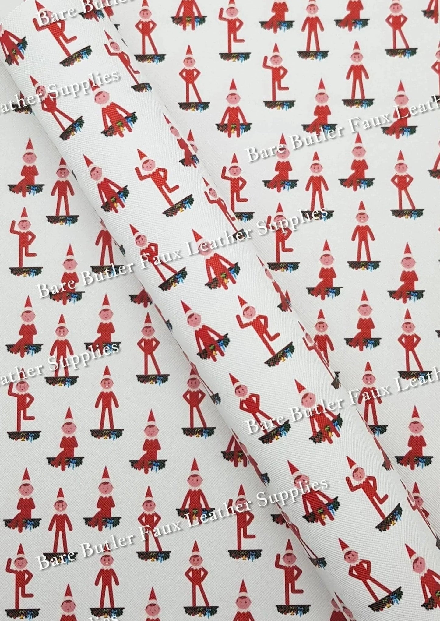 Red Elves Faux Leather - Elf, Elf on the shelf, Faux, Faux Leather, Leather, leatherette - Bare Butler Faux Leather Supplies