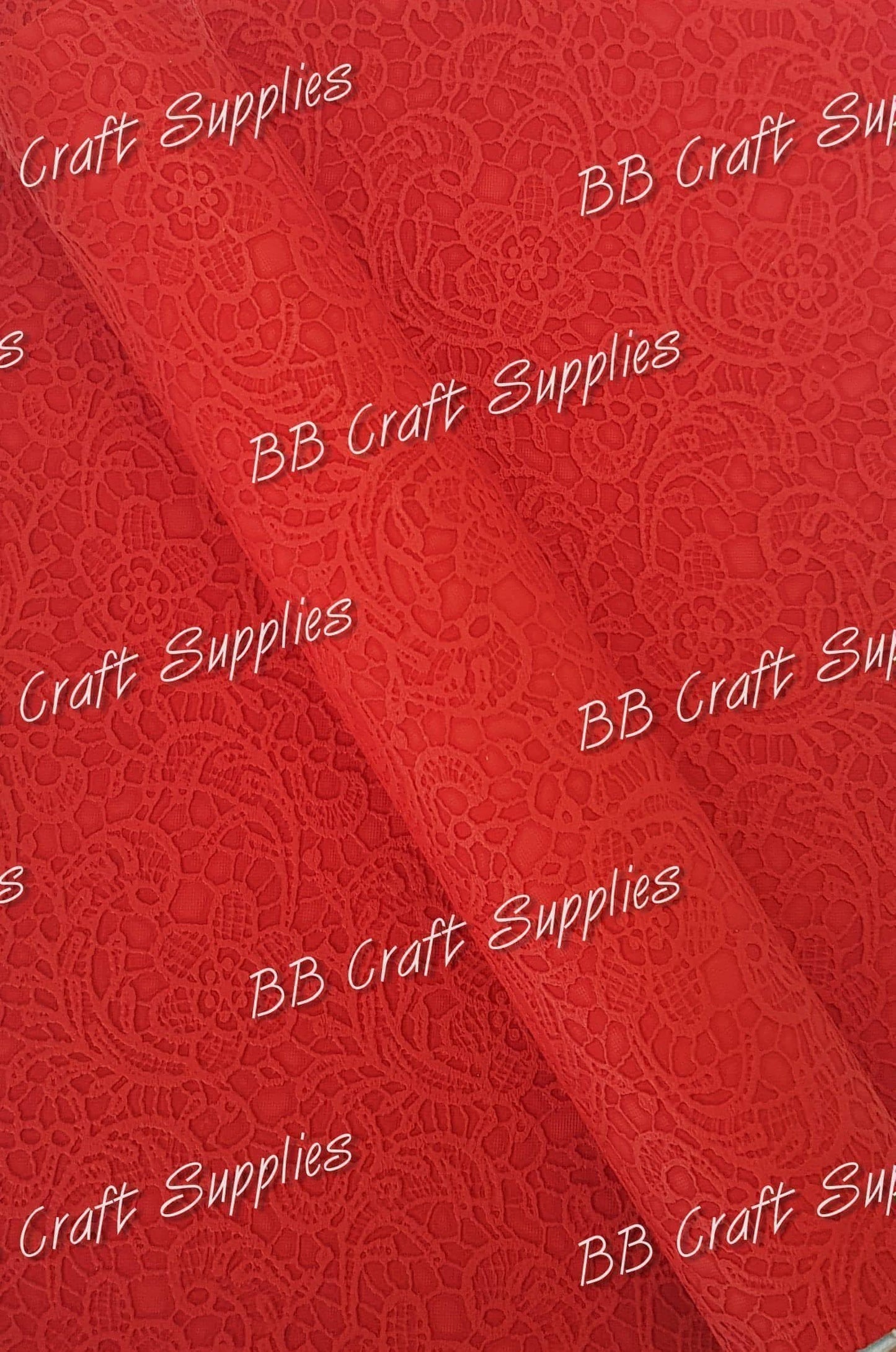 Roll - Butter Soft Embossed Lace Red - butter, embossed, Faux, Faux Leather, Roll, soft - Bare Butler Faux Leather Supplies