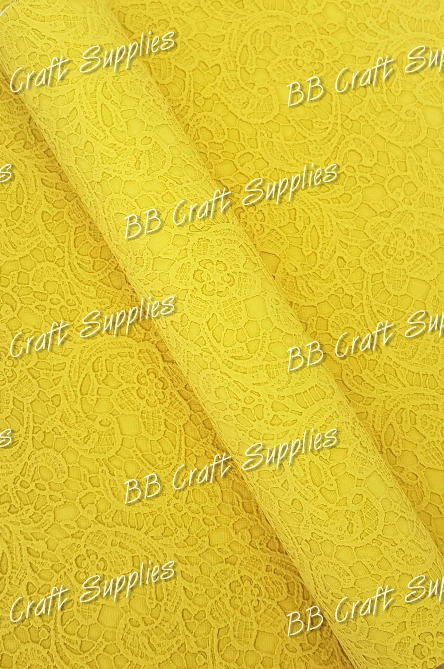 Roll - Butter Soft Embossed Lace Yellow - butter, embossed, Faux, Faux Leather, Roll, soft - Bare Butler Faux Leather Supplies