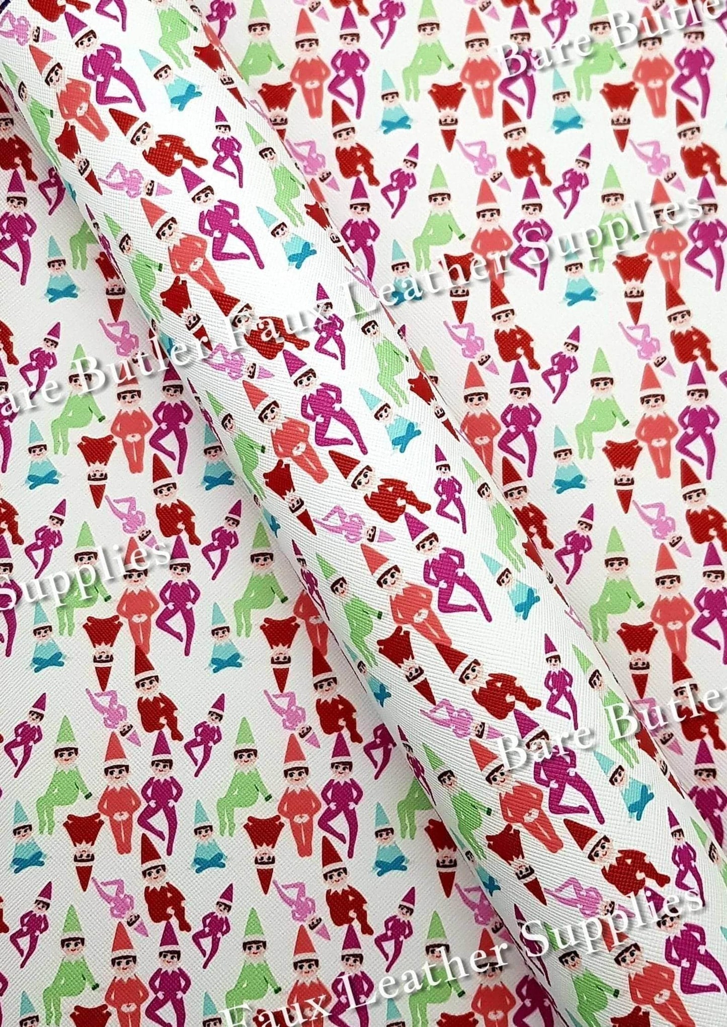 Roll - Colourful Elves - christmas, Elf on the shelf, Faux, Faux Leather, Leather, leatherette - Bare Butler Faux Leather Supplies