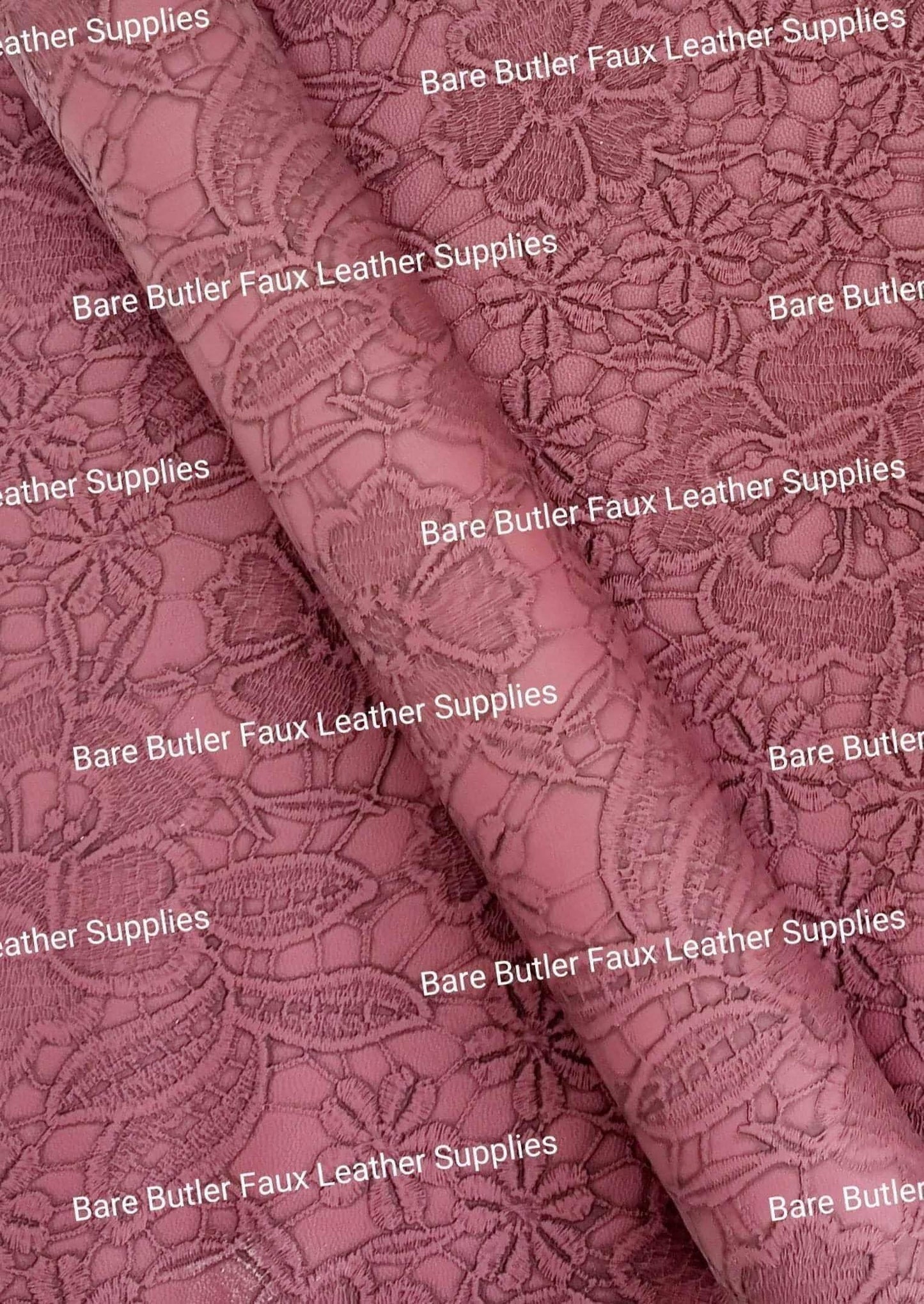 Roll - Embossed Lace Plum - butter, embossed, Faux, Faux Leather, Roll, soft - Bare Butler Faux Leather Supplies