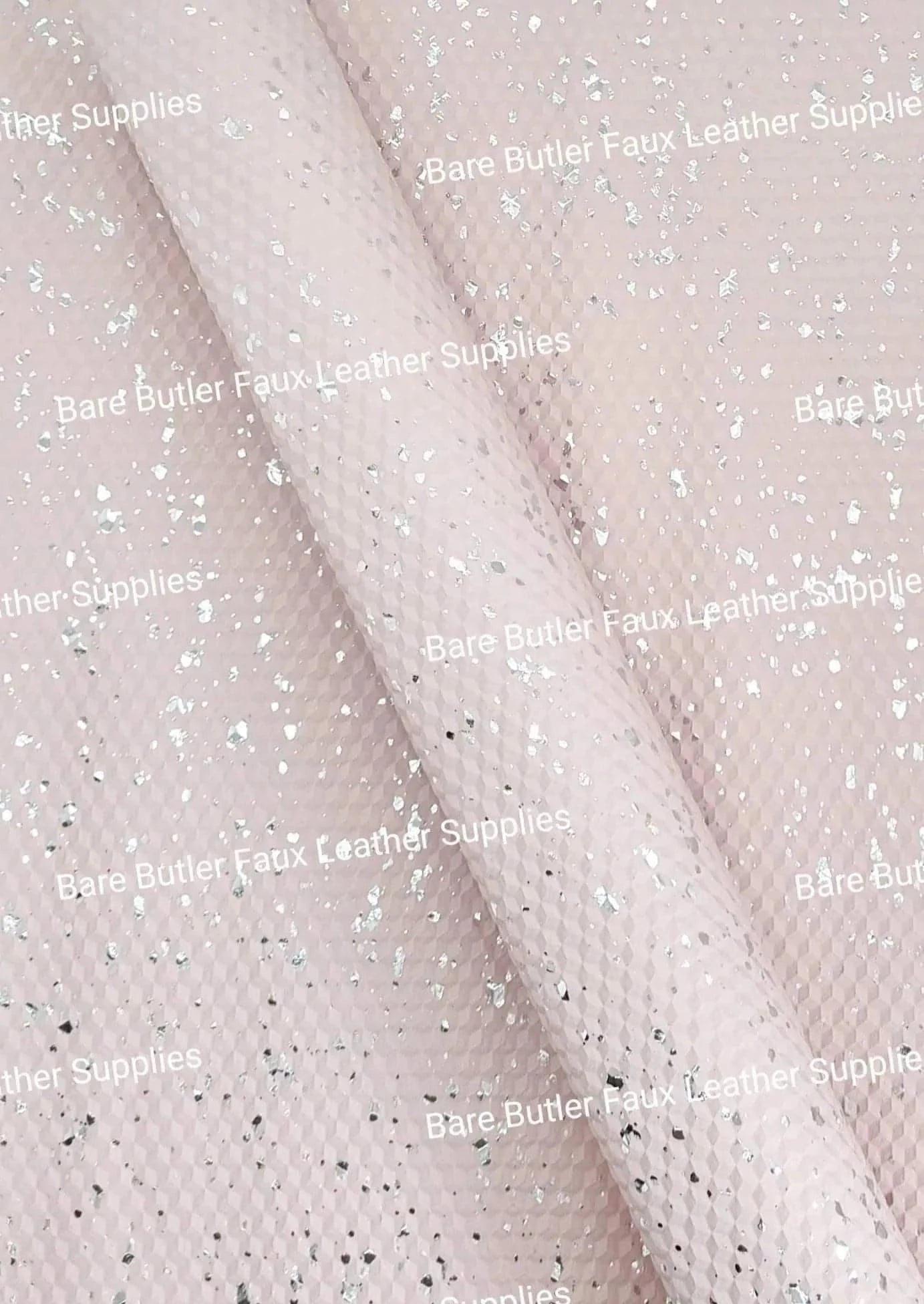 Roll - Pink & Silver Geo Textured - 3d, Bling, Faux, Faux Leather, Geo, Leather, leatherette - Bare Butler Faux Leather Supplies