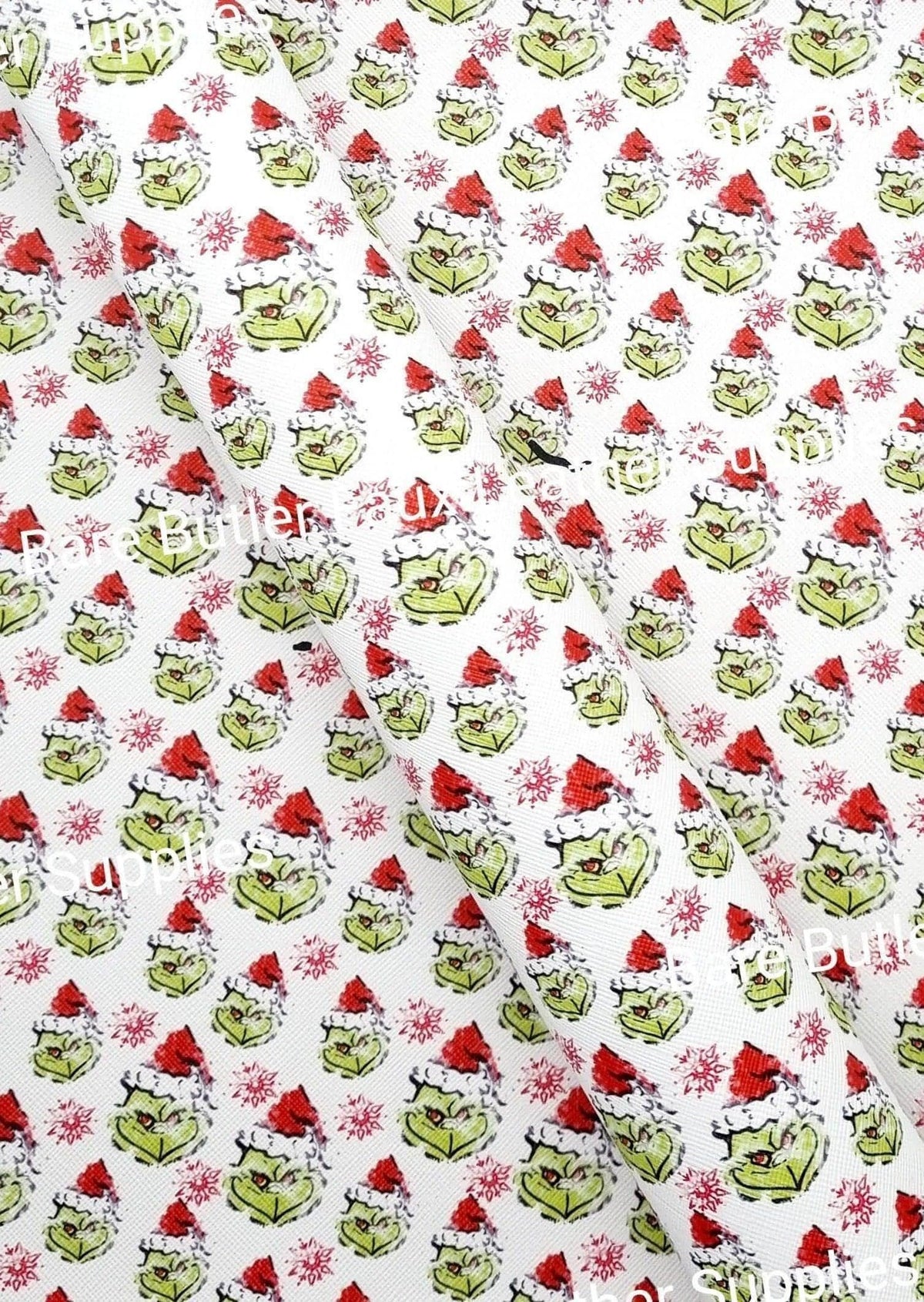 Roll - Resting Grinch Face - christmas, Faux, Faux Leather, grinch, Leather, leatherette, Litchi - Bare Butler Faux Leather Supplies
