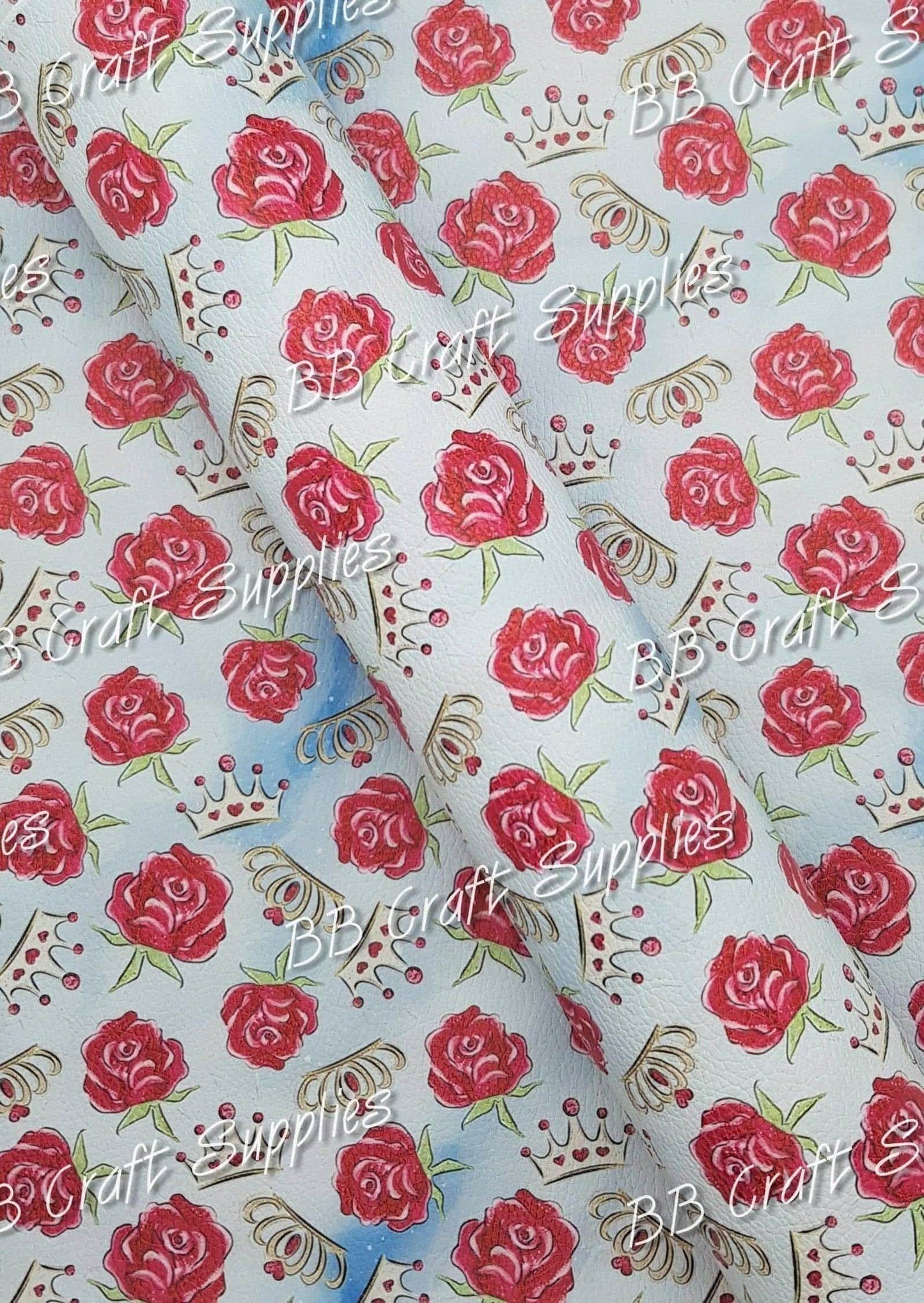 Rose Crown Litchi - crown, Faux, Faux Leather, floral, flower, flowert, hearts, Leather, leatherette, Litchi, pattern, princess, Rose - Bare Butler Faux Leather Supplies