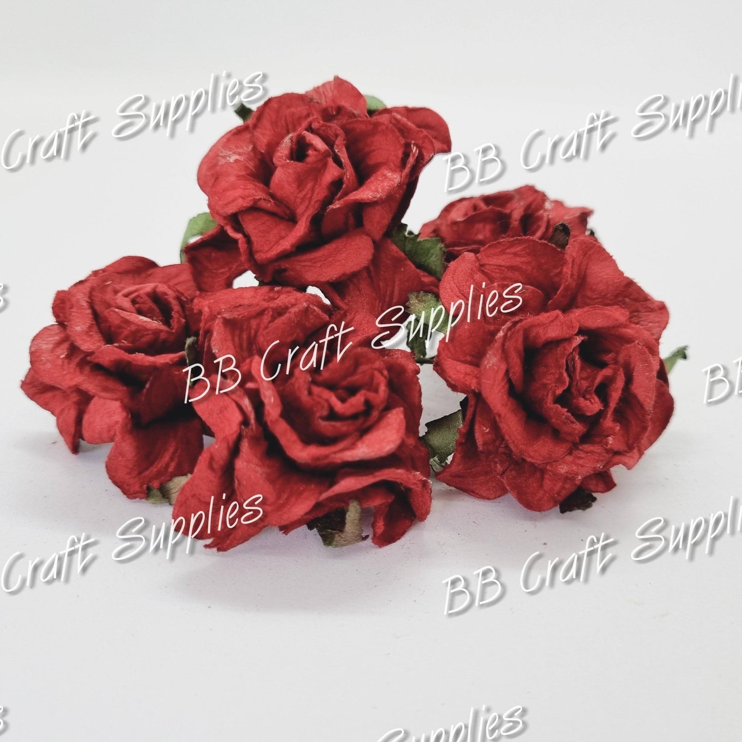 Rose's Dark Red 5 Pack - Embelishment, Flower, mini, Mulburry, mullberry, pink, rose - Bare Butler Faux Leather Supplies