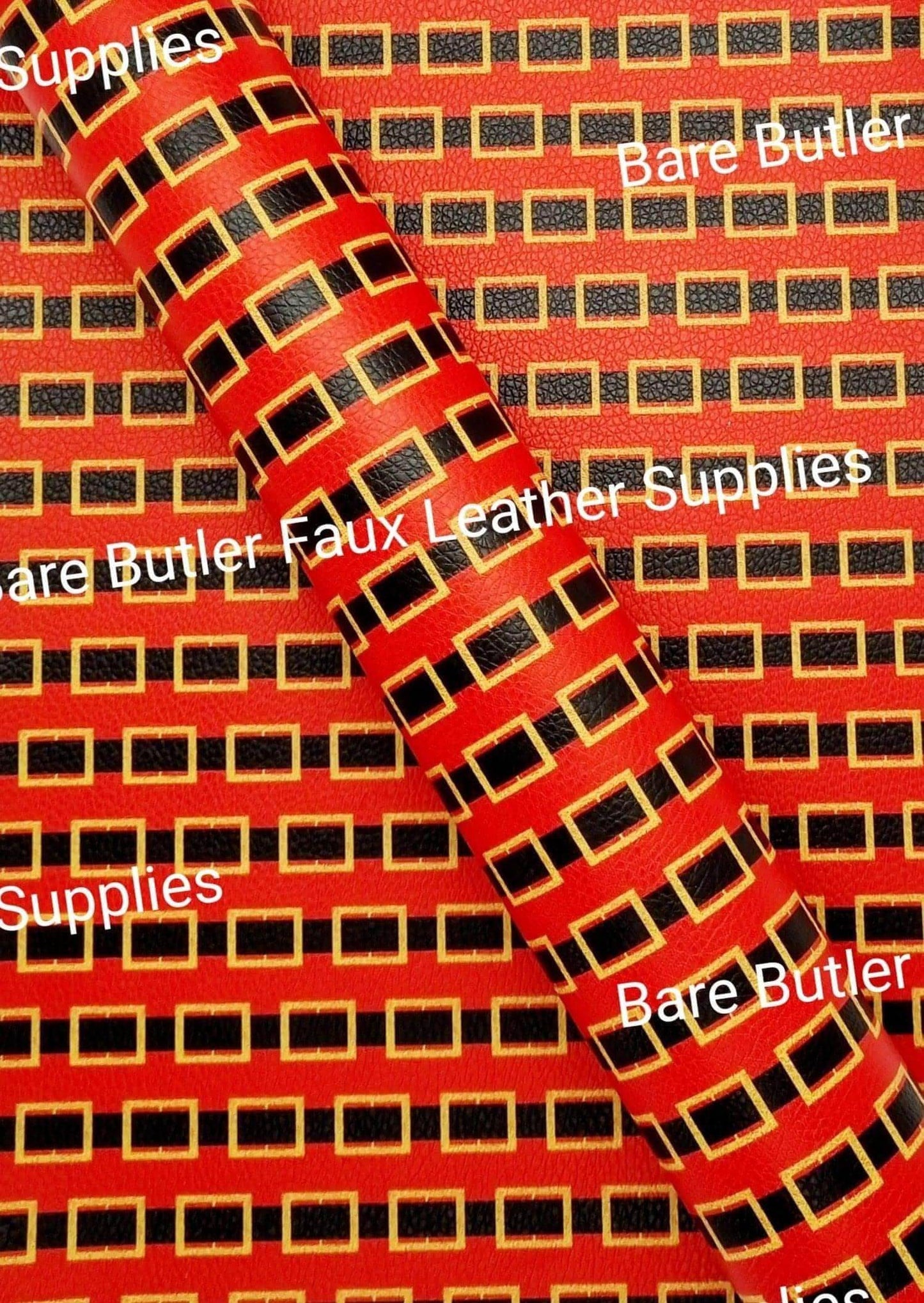 Santa's Belt Litchi - Fabric, Faux, Faux Leather, Leather, leatherette, Litchi - Bare Butler Faux Leather Supplies