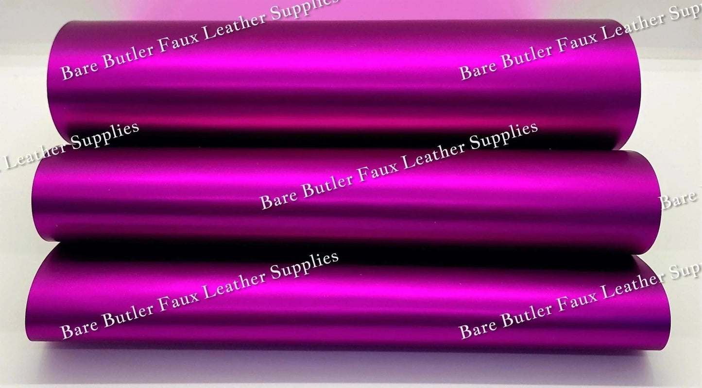 Smooth Matt Metallic Electric Pink - Colour, electric, Faux, Faux Leather, Leather, leatherette, Litchi, metal, metallic, pink, Solid - Bare Butler Faux Leather Supplies