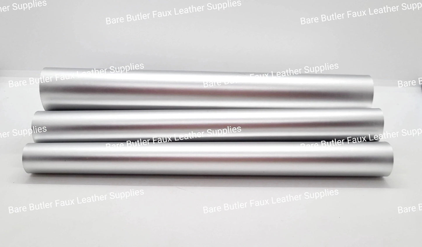 Smooth Matt Metallic Silver - Colour, Faux, Faux Leather, Leather, leatherette, Litchi, metal, metallic, Solid, Yellow - Bare Butler Faux Leather Supplies