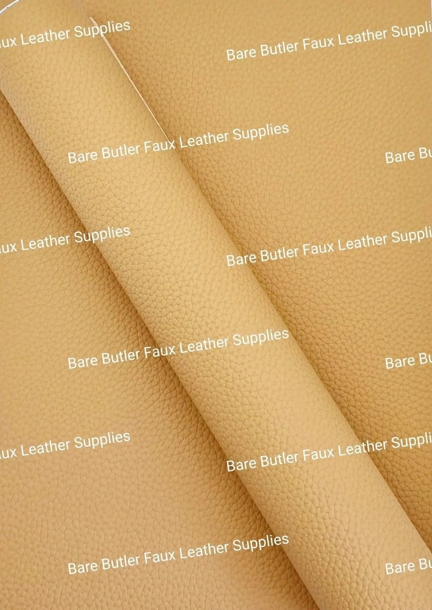 Solid Colour Litchi - Latte - Colour, Faux, Faux Leather, Latte, Leather, leatherette, litchi, Solid, Yellow - Bare Butler Faux Leather Supplies