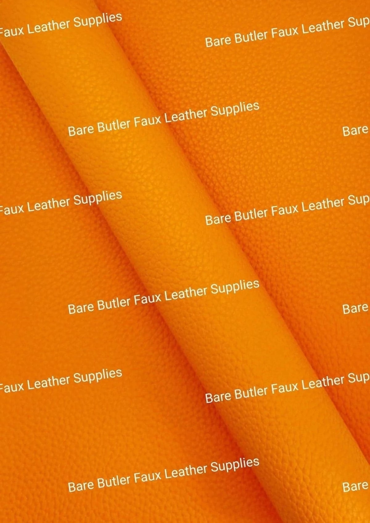 Solid Colour Litchi - Orange - Colour, Faux, Faux Leather, Leather, leatherette, Orange, Solid - Bare Butler Faux Leather Supplies