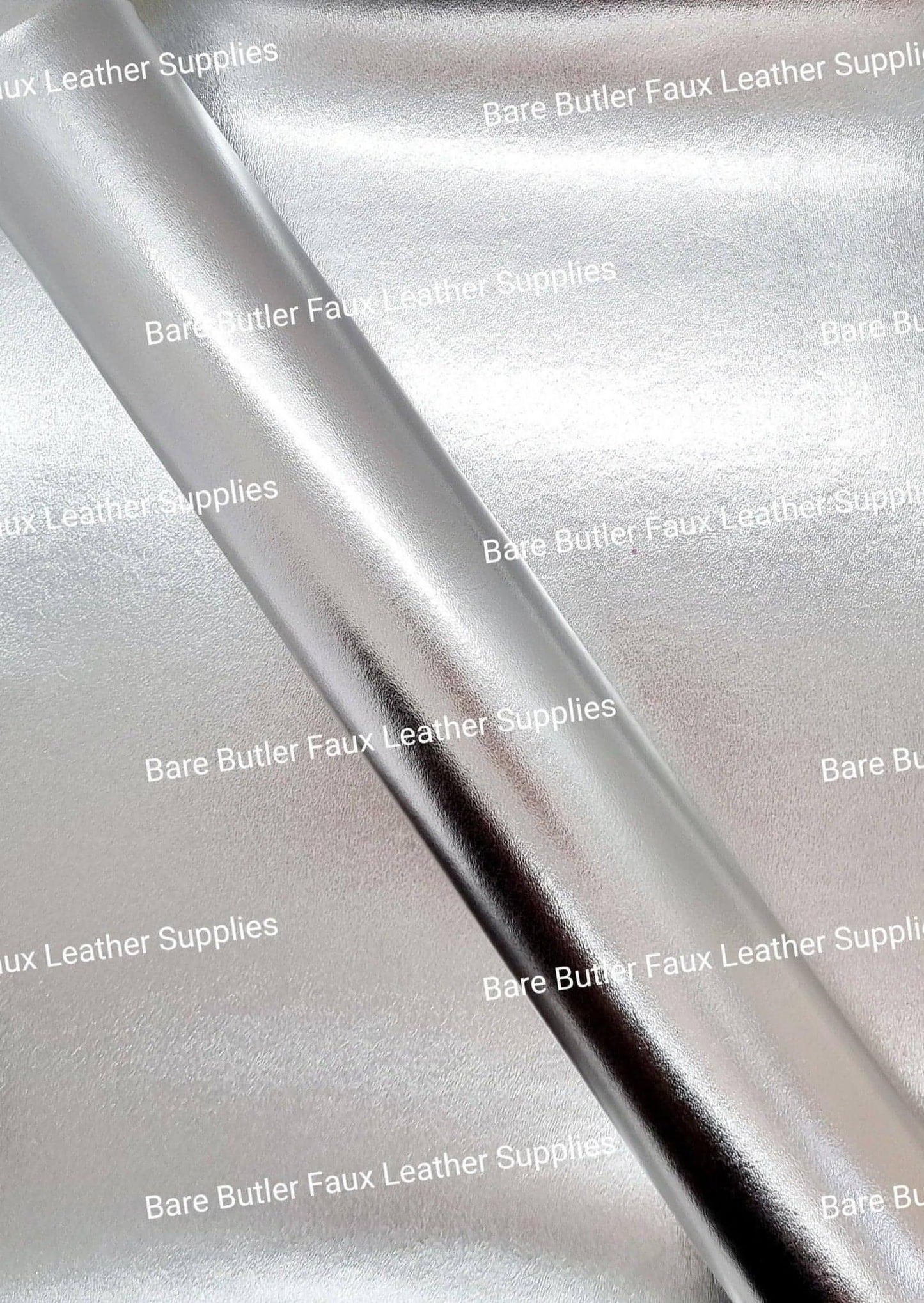 Solid Colour Litchi - Silver - Colour, Faux, Faux Leather, Leather, leatherette, Litchi, metallic, Silver, Solid - Bare Butler Faux Leather Supplies