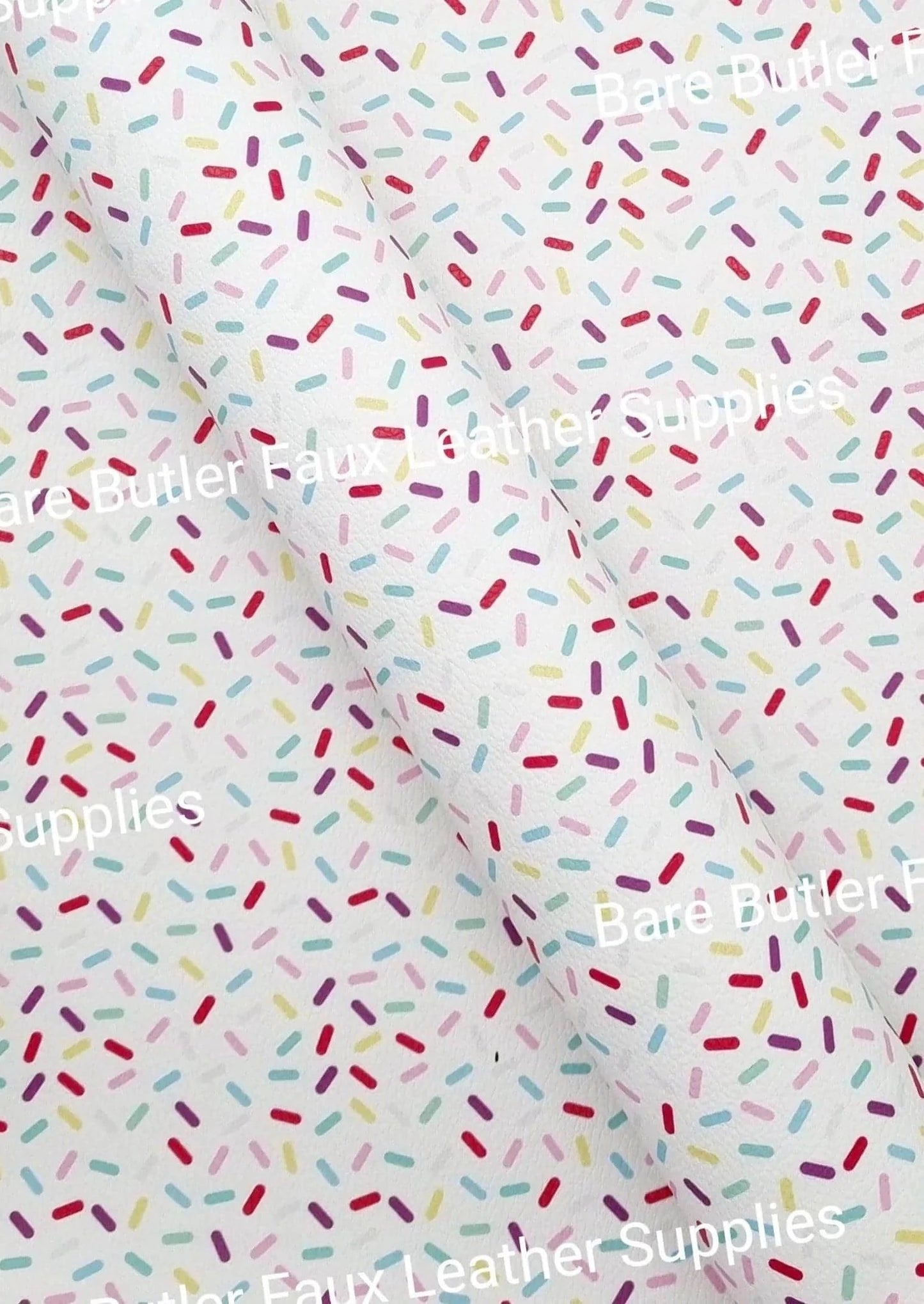 Sprinkles White Litchi - Faux, Faux Leather, ice cream, Leather, leatherette, Litchi, sprinkles - Bare Butler Faux Leather Supplies