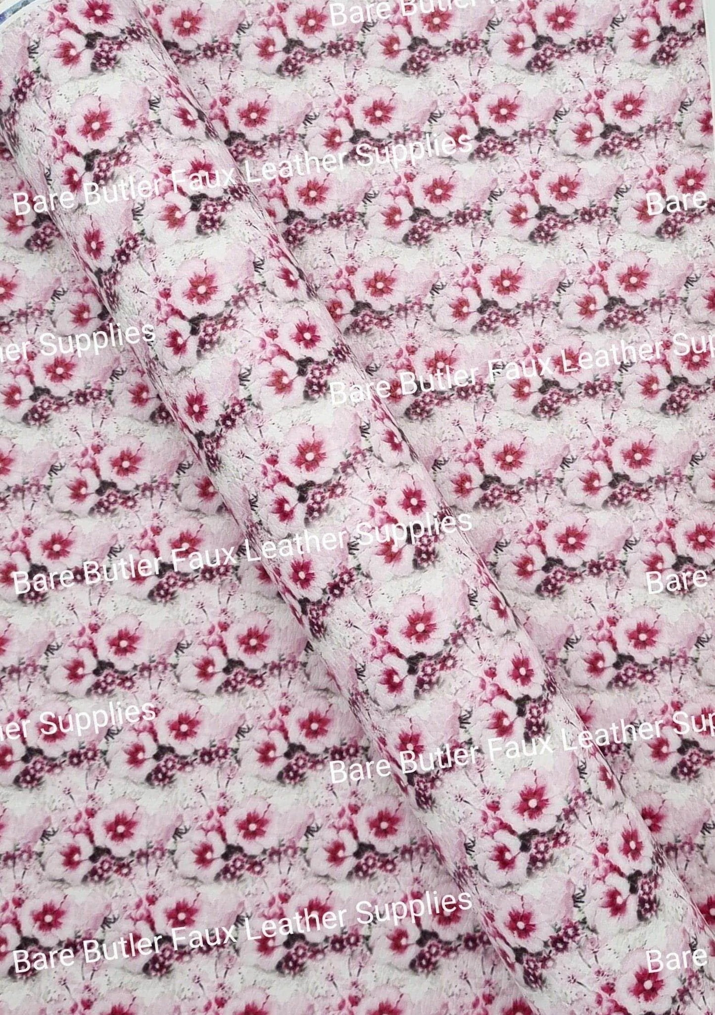 String of Pearls Florals Litchi - Faux, Faux Leather, Flora, floral, Florals, Leather, leatherette, Litchi, String of Pearls Florals - Bare Butler Faux Leather Supplies