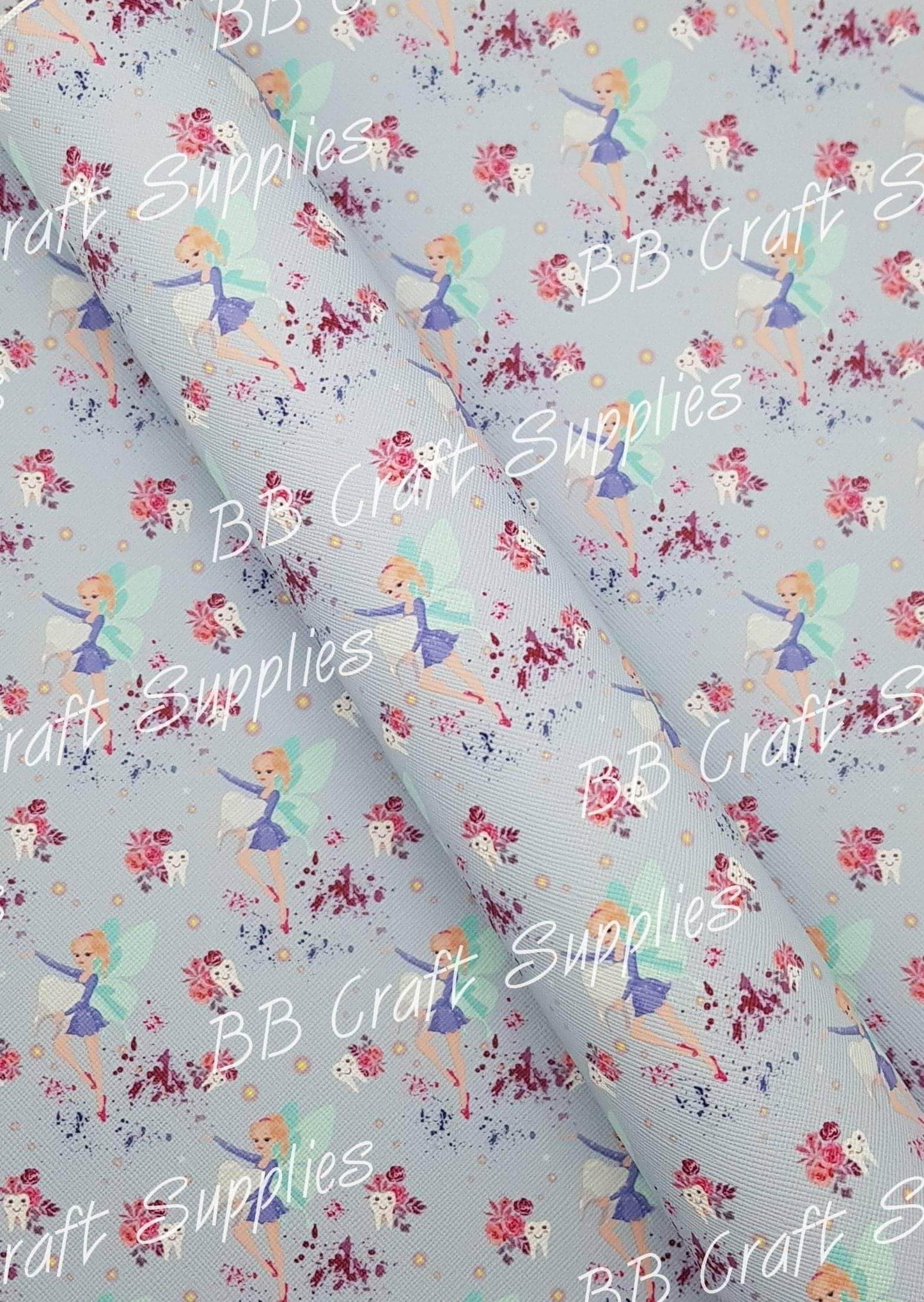 Tooth Fairy's Tooth Blue Faux Leather - Faux, Faux Leather, Leather, leatherette, tooth, tooth fairy - Bare Butler Faux Leather Supplies