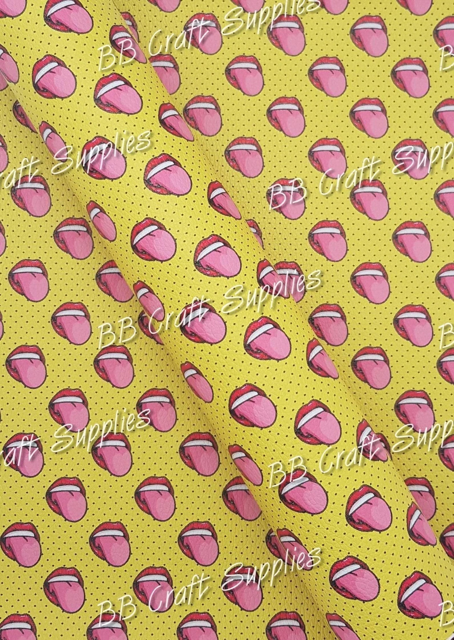 Tounge Litchi - Be my Valentine, Faux, Faux Leather, gnomes, Happy Valentines day, hearts, I Love you, Leather, leatherette, lips, Litchi, tounge, valentines, you & Me forever - Bare Butler Faux Leather Supplies