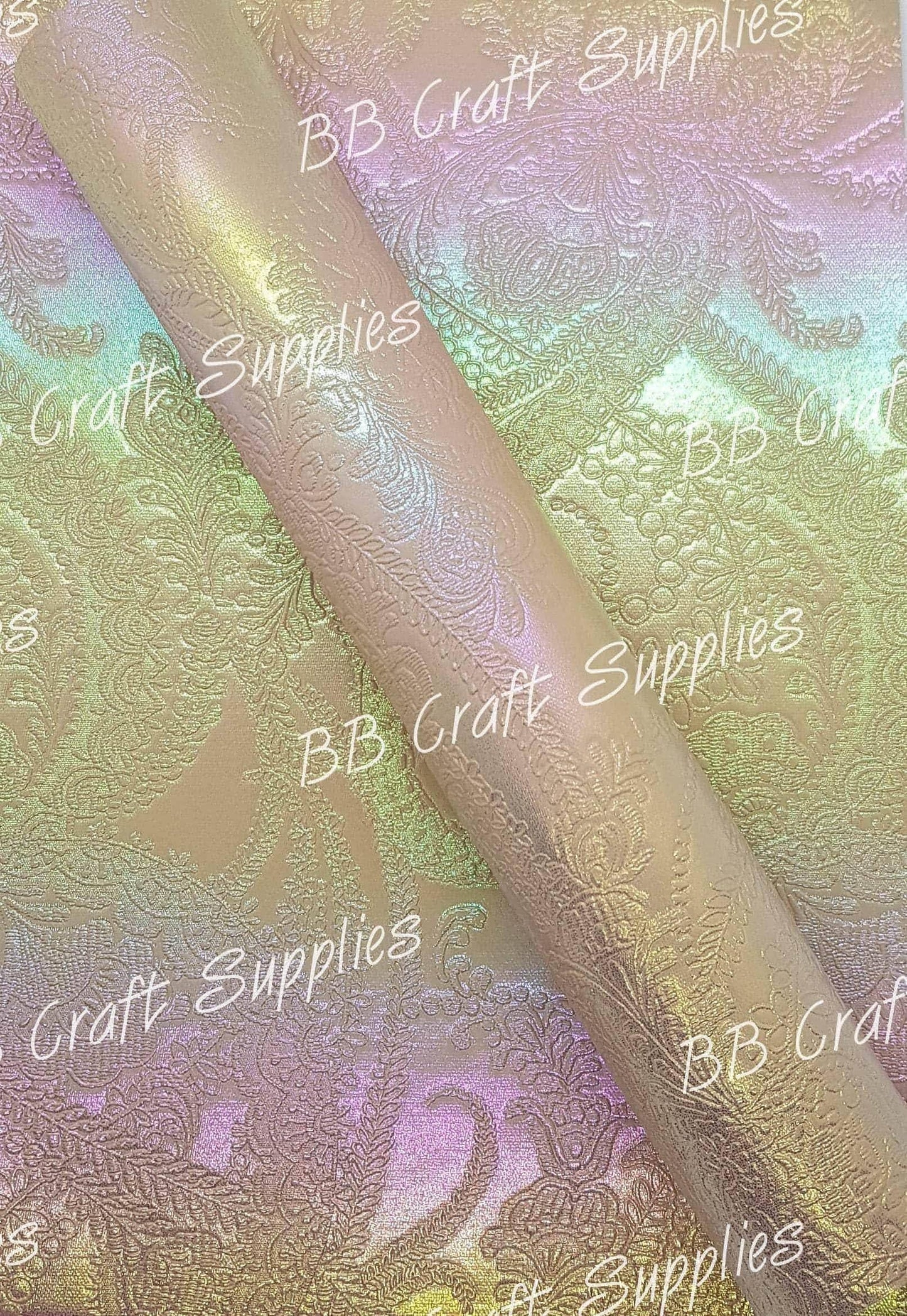 Vintage Embossed Lace Peach Metallic - Embossed, Faux, Faux Leather, Lace, Leather, leatherette, Vintage, Whats new - Bare Butler Faux Leather Supplies