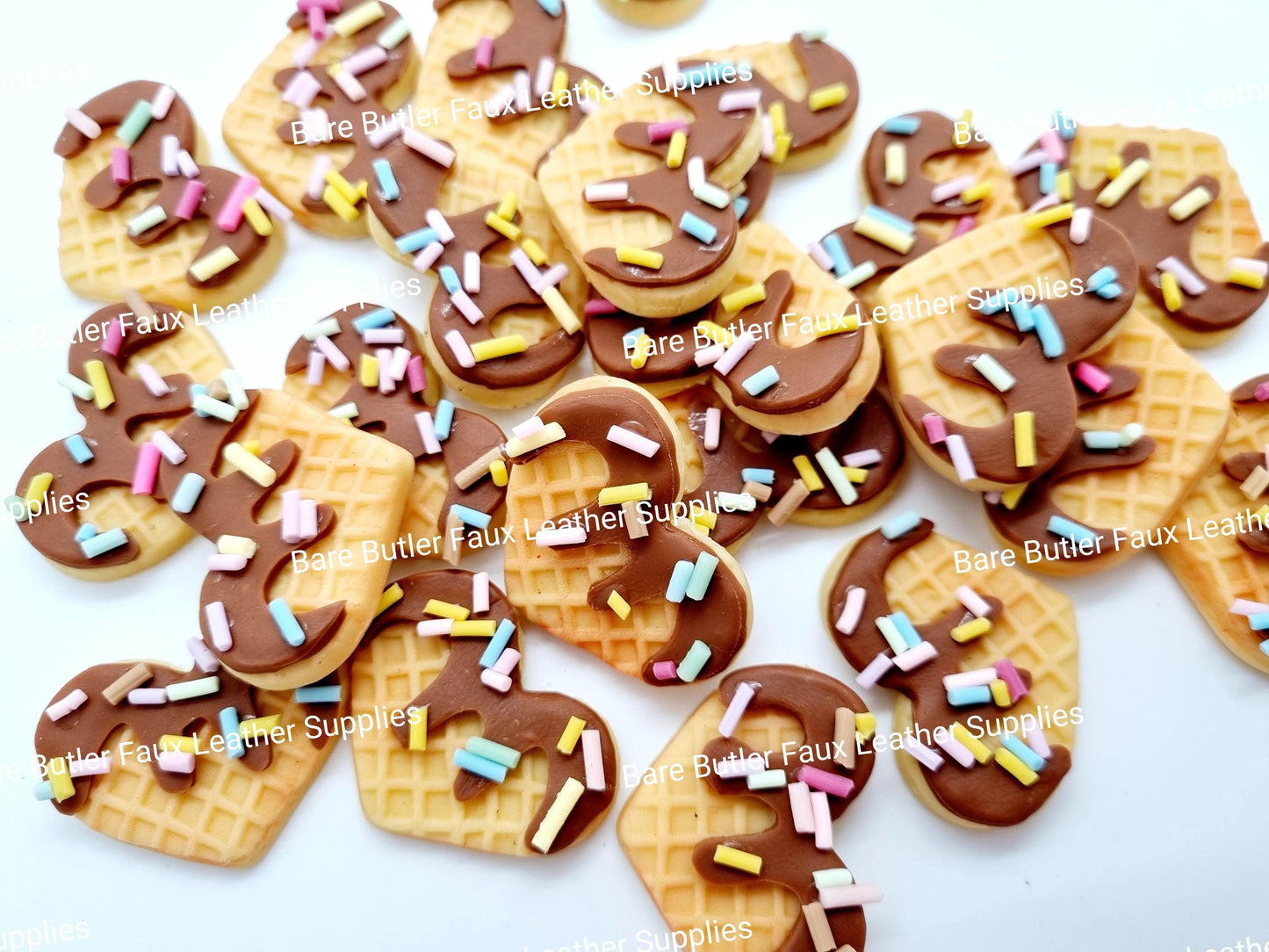Waffle Heart, Melting Chocolate - Clay, Clays, Wafer - Bare Butler Faux Leather Supplies