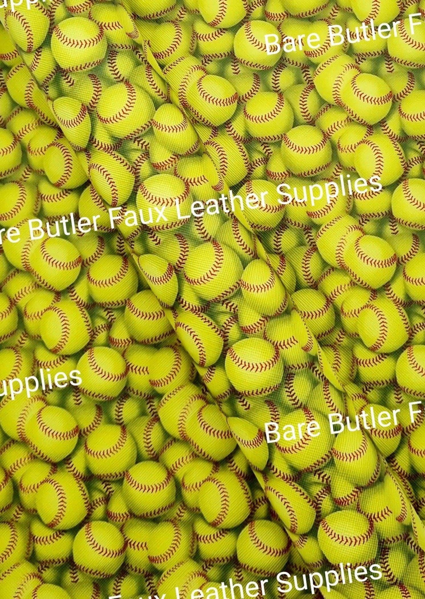 Yellow Ball Faux Leather - Faux, Faux Leather, Leather, leatherette, Litchi, Sport - Bare Butler Faux Leather Supplies