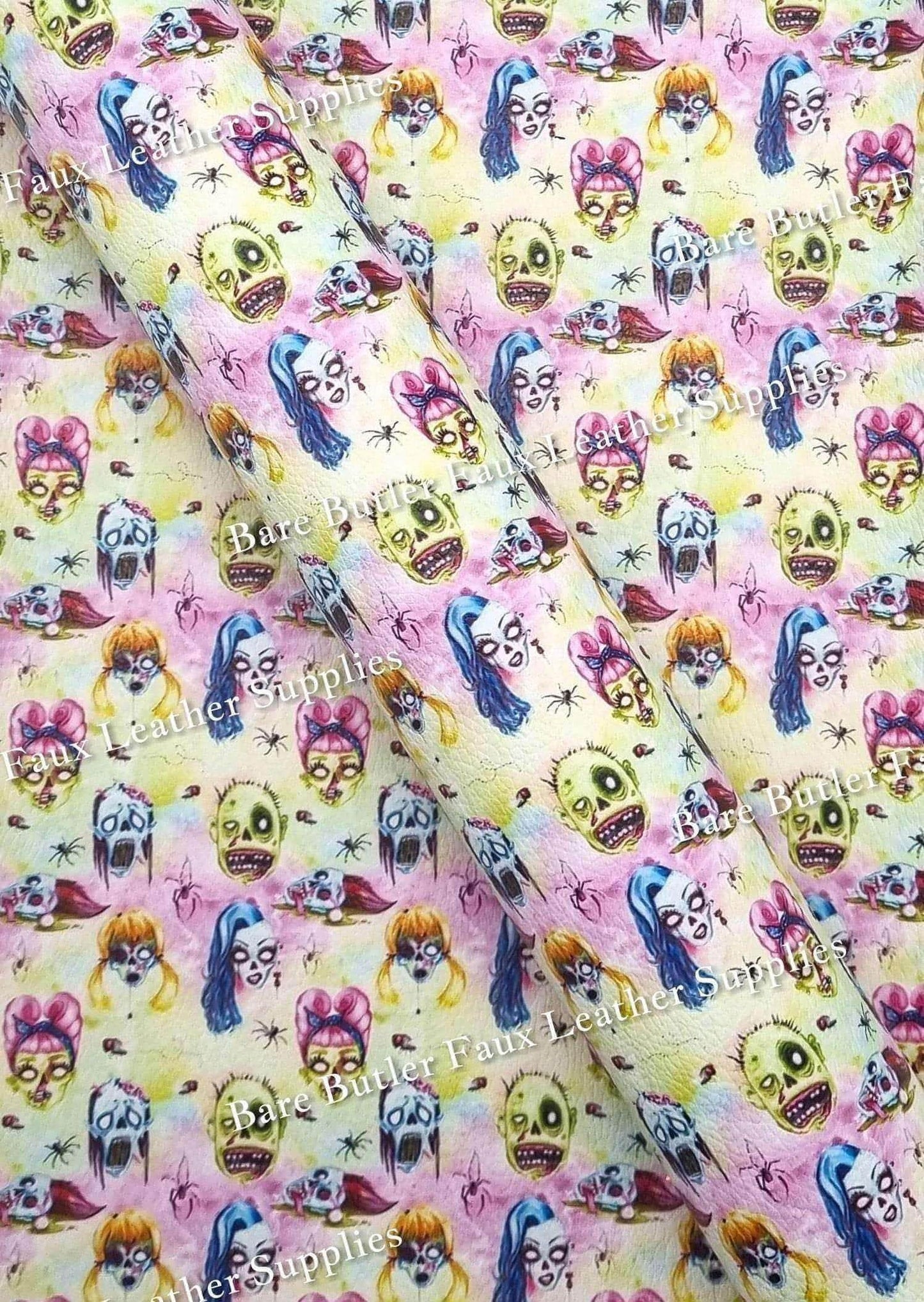 Zombies - Litchi - Faux, Faux Leather, green, Halloween, Leather, purple, Stripe, Stripes, zombies - Bare Butler Faux Leather Supplies