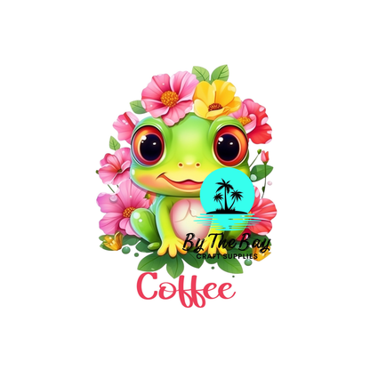 Cute Floral frog Tea/Coffee/Sugar uv decal