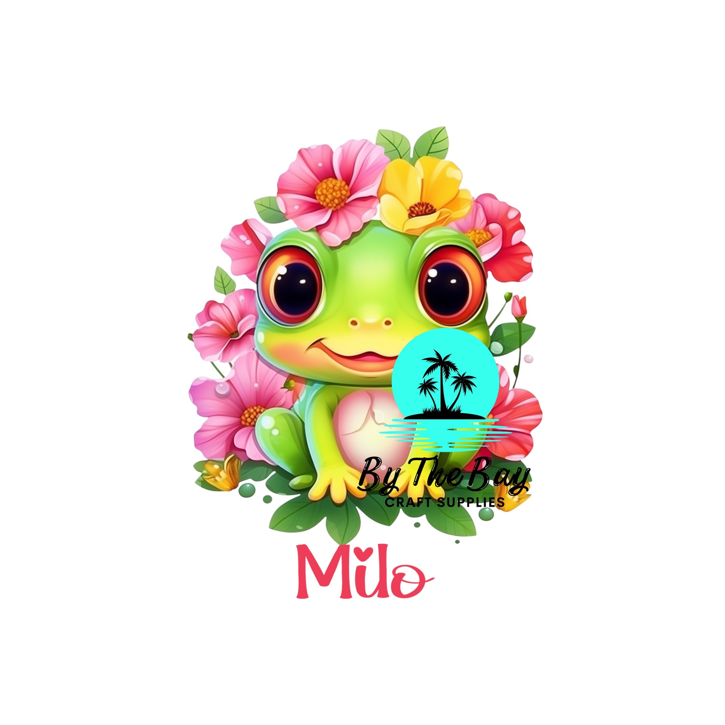 Cute Floral frog Tea/Coffee/Sugar uv decal
