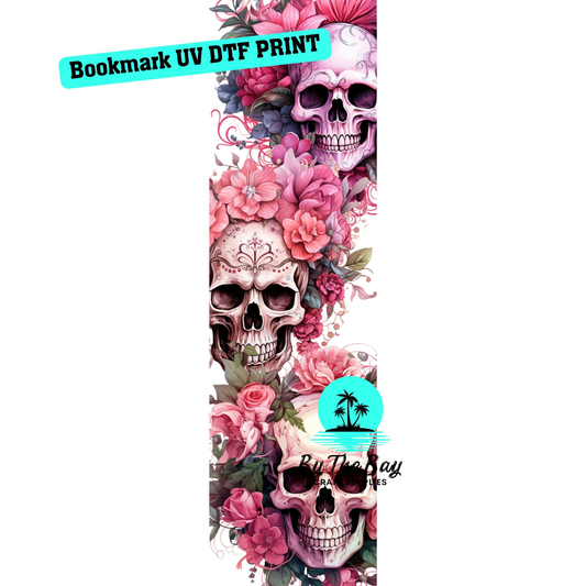 Pink Skulls Bookmark Decal