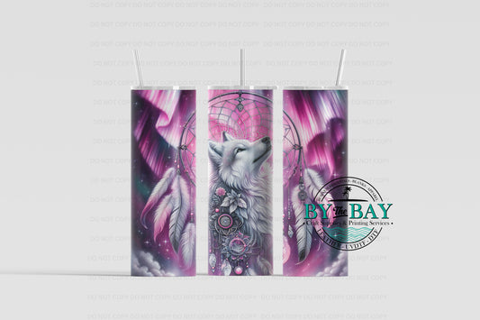 Wolf Pink Northern Lights 20oz Sublimation Print