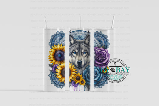 Wolf Mandala Sunflowers 20oz Sublimation Print