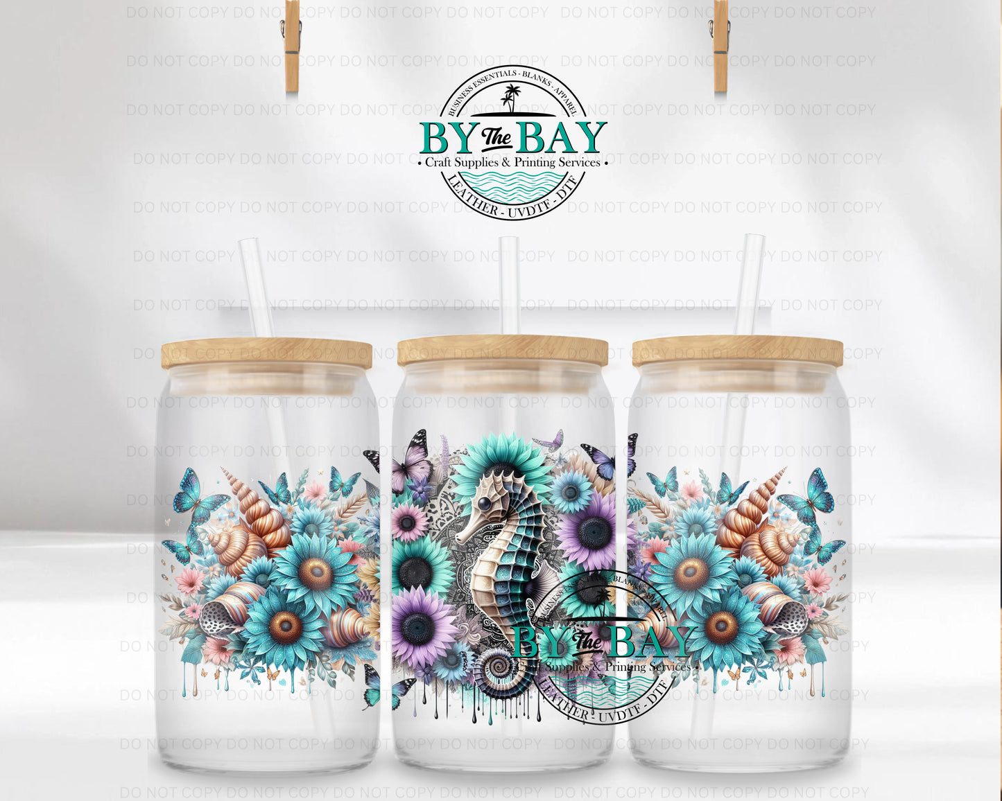 Seahorse Mandala 16oz UVDTF Wrap