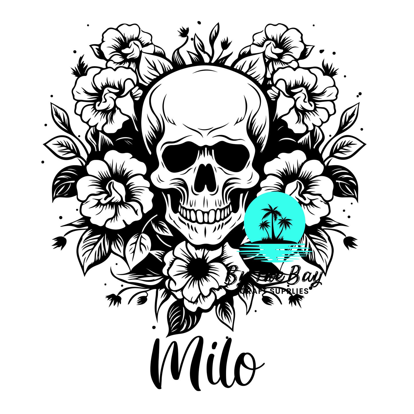 Skull Flower Tea/Coffee/Sugar jar decal